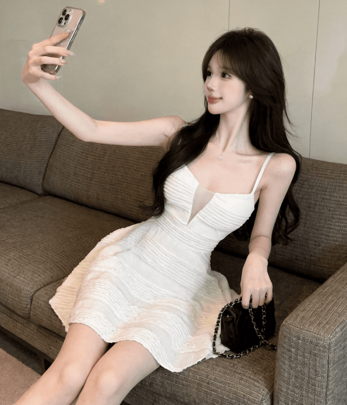 실사 섹시함 낮은 가슴 V넥 점프 슈트 미니 스커트 여름 달콤함 레이스 슬립 여성 드레스 패션 허리 수축 상세 이미지 5