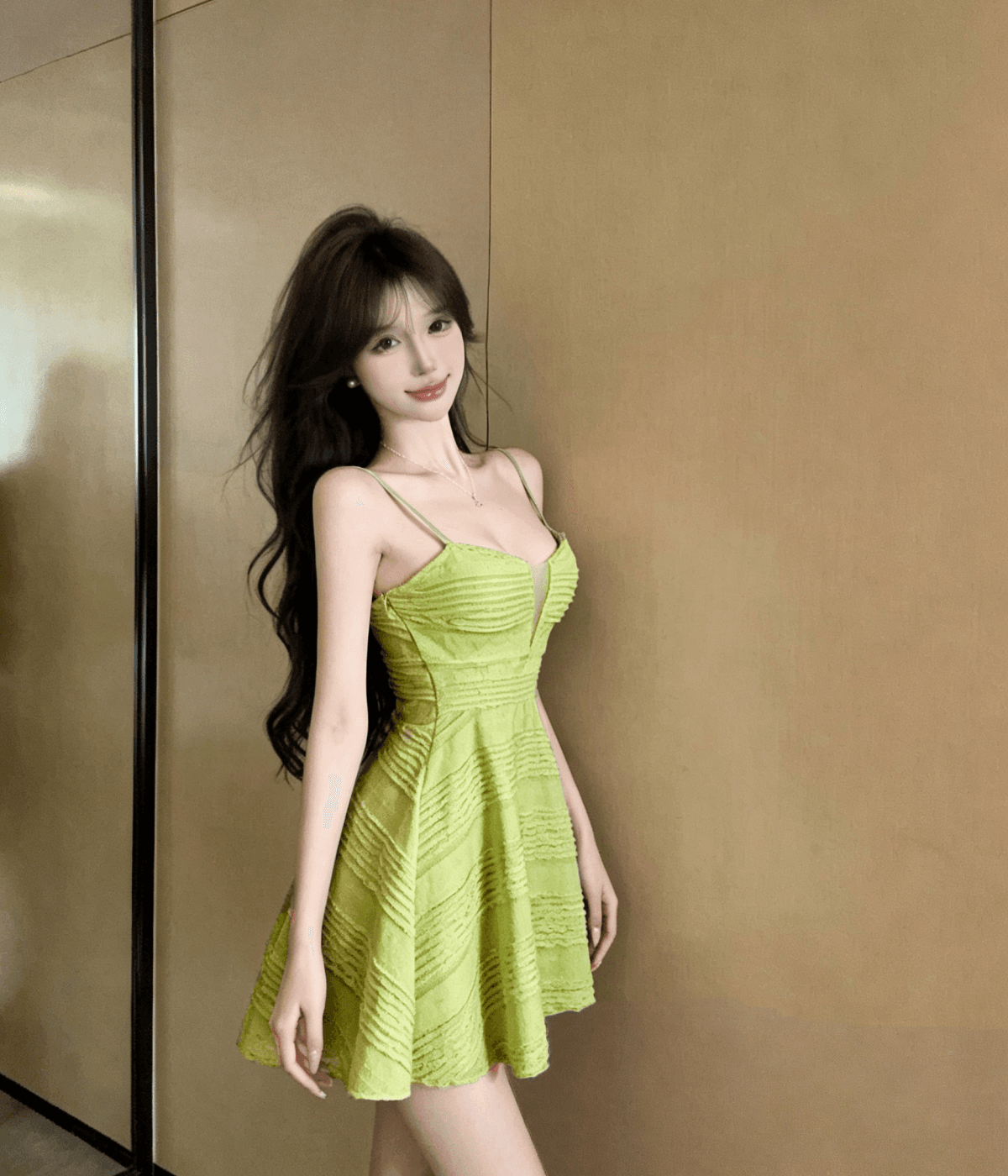실사 섹시함 낮은 가슴 V넥 점프 슈트 미니 스커트 여름 달콤함 레이스 슬립 여성 드레스 패션 허리 수축 상세 이미지 8