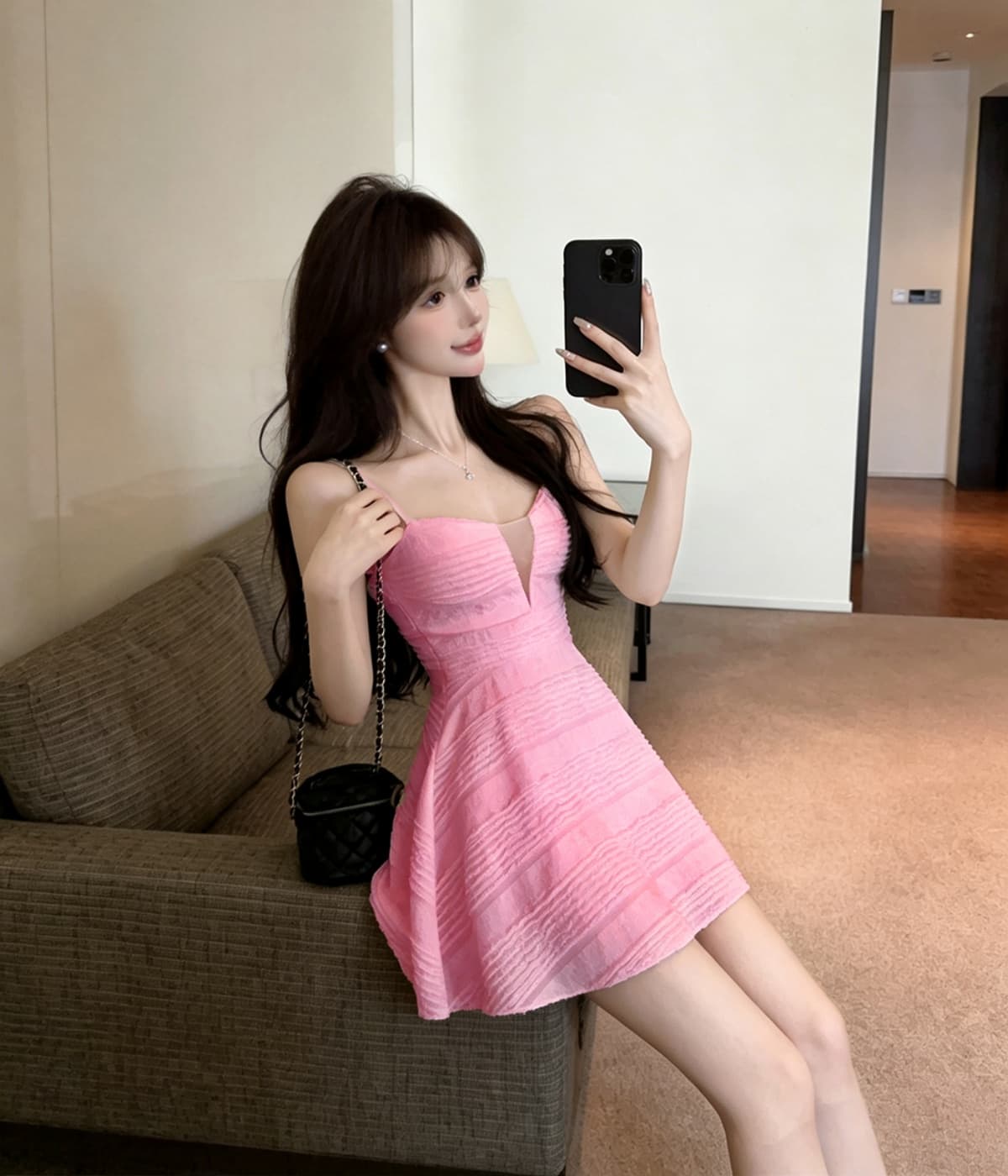 실사 섹시함 낮은 가슴 V넥 점프 슈트 미니 스커트 여름 달콤함 레이스 슬립 여성 드레스 패션 허리 수축 상세 이미지 22