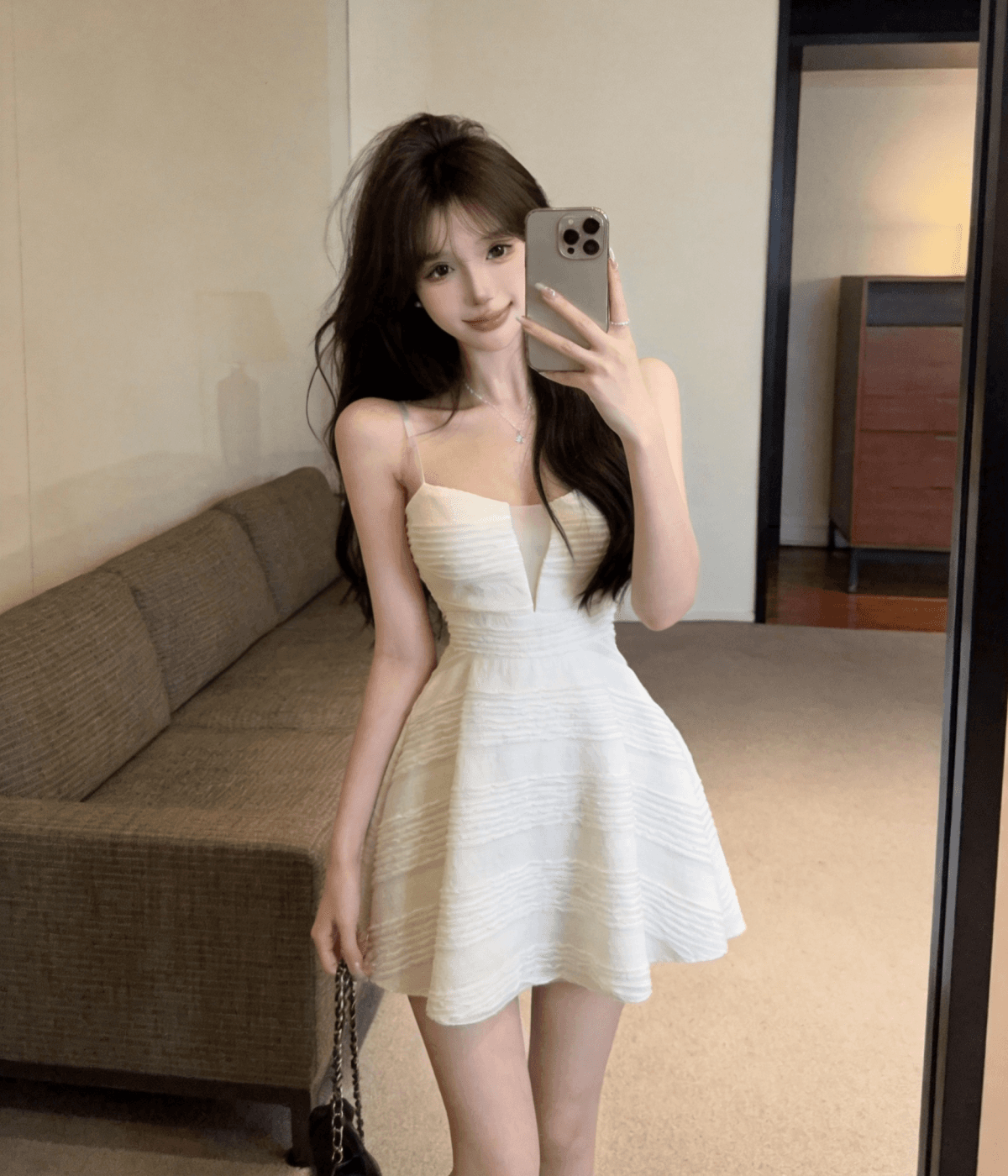 실사 섹시함 낮은 가슴 V넥 점프 슈트 미니 스커트 여름 달콤함 레이스 슬립 여성 드레스 패션 허리 수축 상세 이미지 29