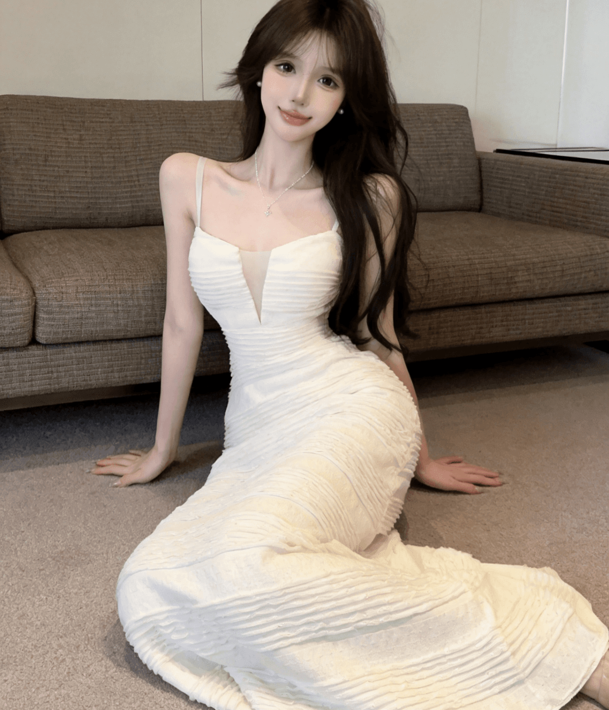 실사 순수한 욕망 섹시함 슬립 깊은 v 드레스 나이트 클럽 작업복 허리 수축 낮은 가슴 롱 스커트 상세 이미지 9