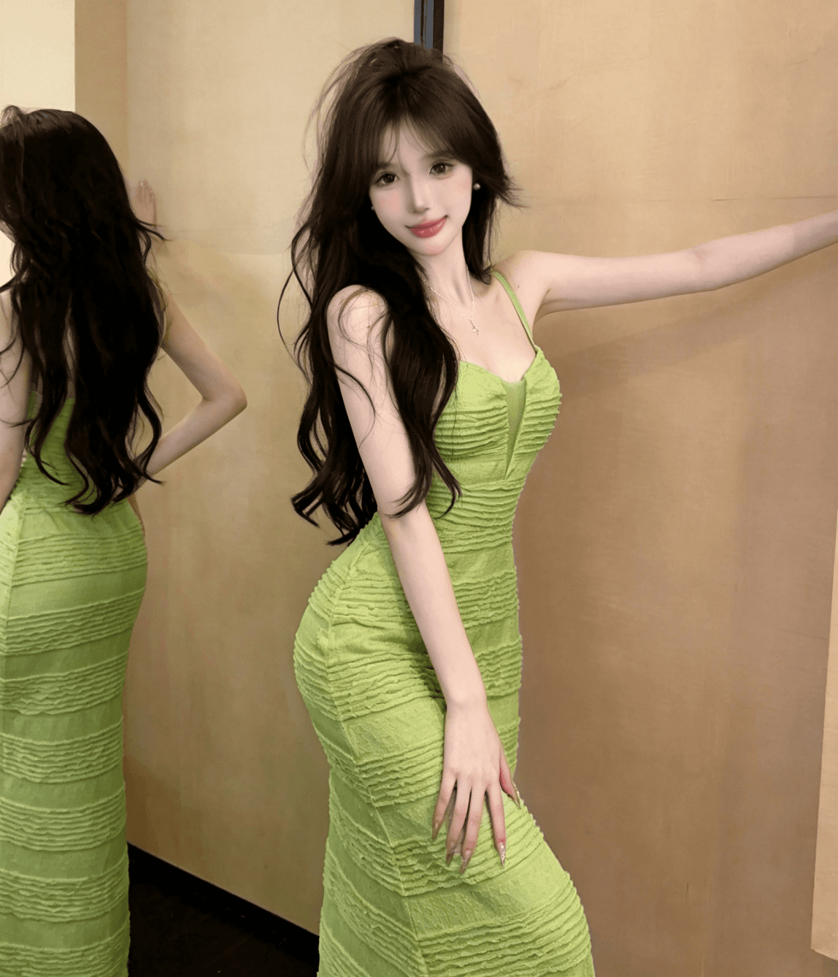 실사 순수한 욕망 섹시함 슬립 깊은 v 드레스 나이트 클럽 작업복 허리 수축 낮은 가슴 롱 스커트 상세 이미지 15