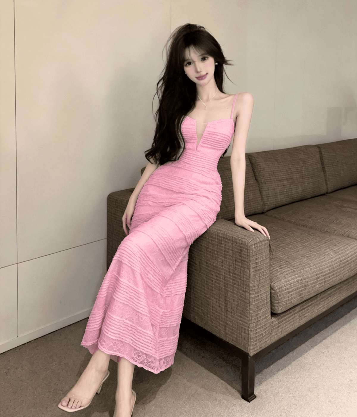 실사 순수한 욕망 섹시함 슬립 깊은 v 드레스 나이트 클럽 작업복 허리 수축 낮은 가슴 롱 스커트 상세 이미지 30