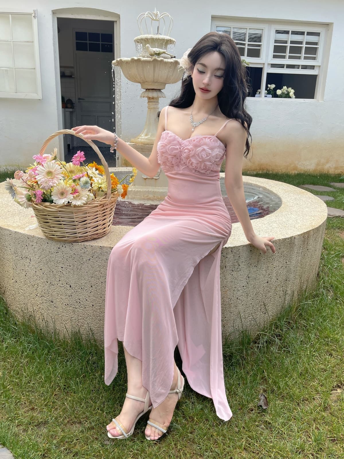프랑스식 꽃 레이스 슬립 패치워크 망사 치마 달콤함 몸매 가꾸기 섹시함 슬립 예복 타이트 스커트 상세 이미지 13