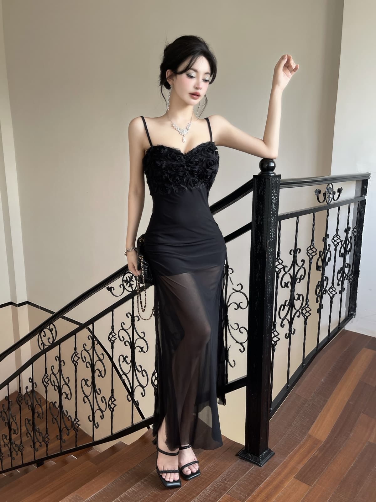 프랑스식 꽃 레이스 슬립 패치워크 망사 치마 달콤함 몸매 가꾸기 섹시함 슬립 예복 타이트 스커트 상세 이미지 20