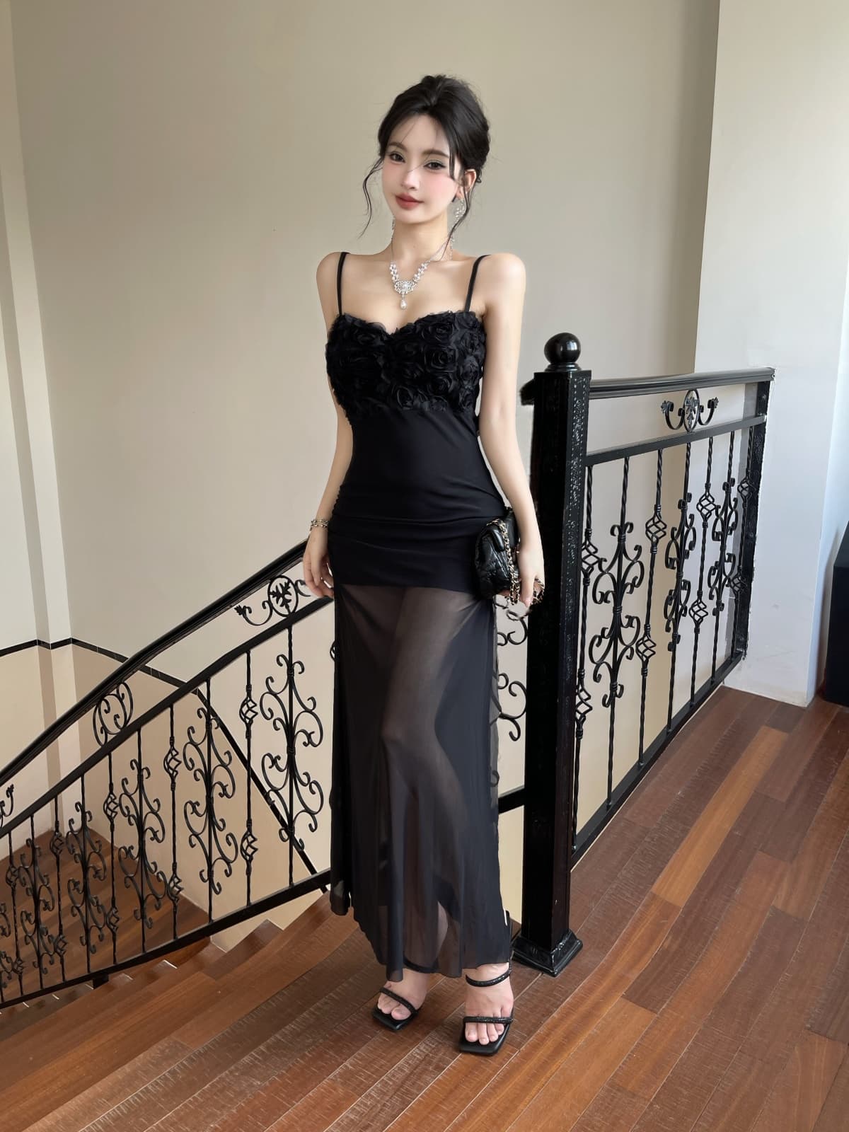프랑스식 꽃 레이스 슬립 패치워크 망사 치마 달콤함 몸매 가꾸기 섹시함 슬립 예복 타이트 스커트 상세 이미지 22