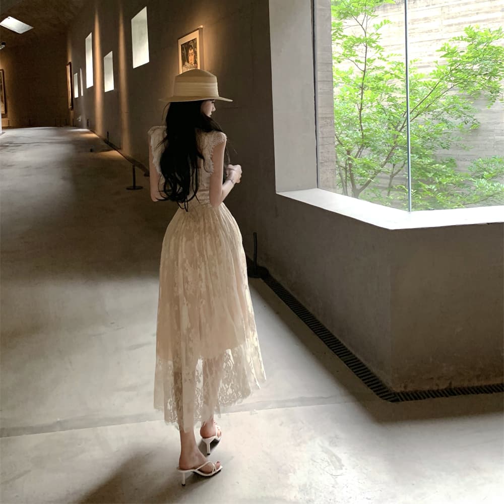 무거운 작업 레이스 드레스 롱 스커트 여성 여름 남쪽 법도 가짜 이미지 3