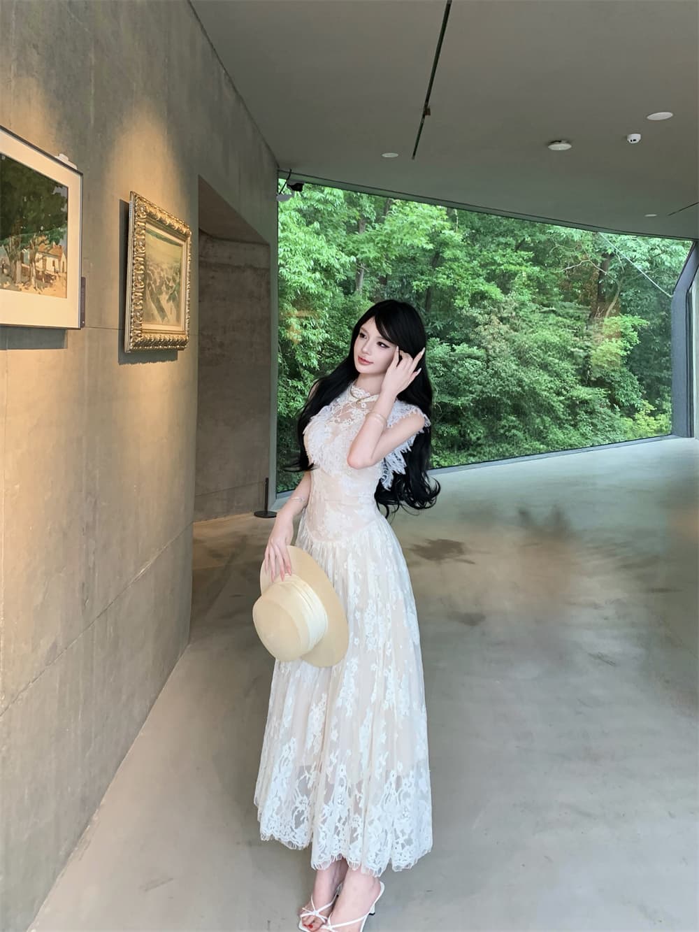 무거운 작업 레이스 드레스 롱 스커트 여성 여름 남쪽 법도 가짜 상세 이미지 10