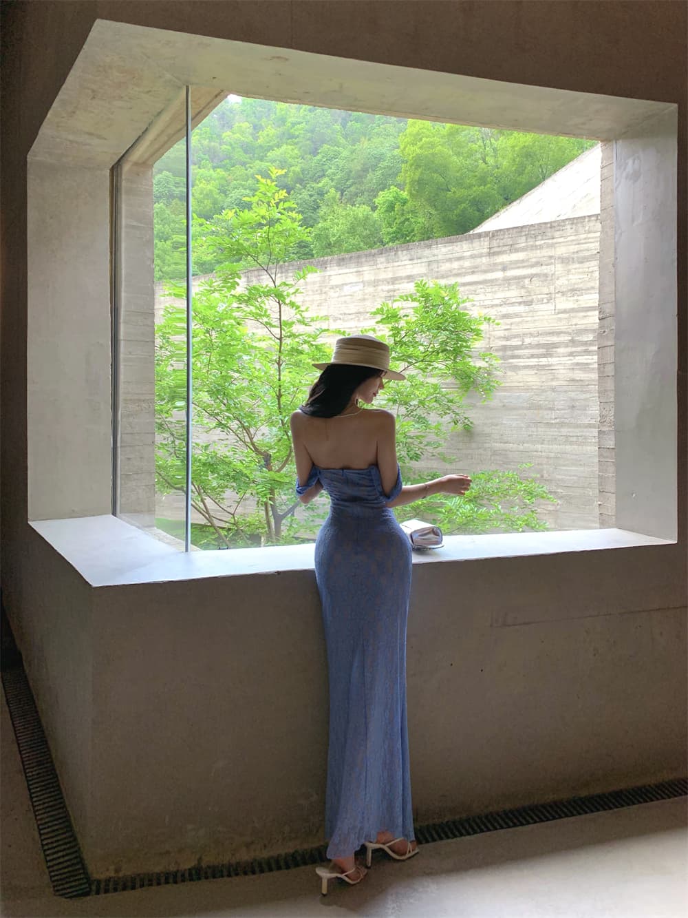 프랑스식 레트로 파란색 섹시함 드레스 2026 여름 섹시함 해변가 휴가 치마 여성 상세 이미지 13