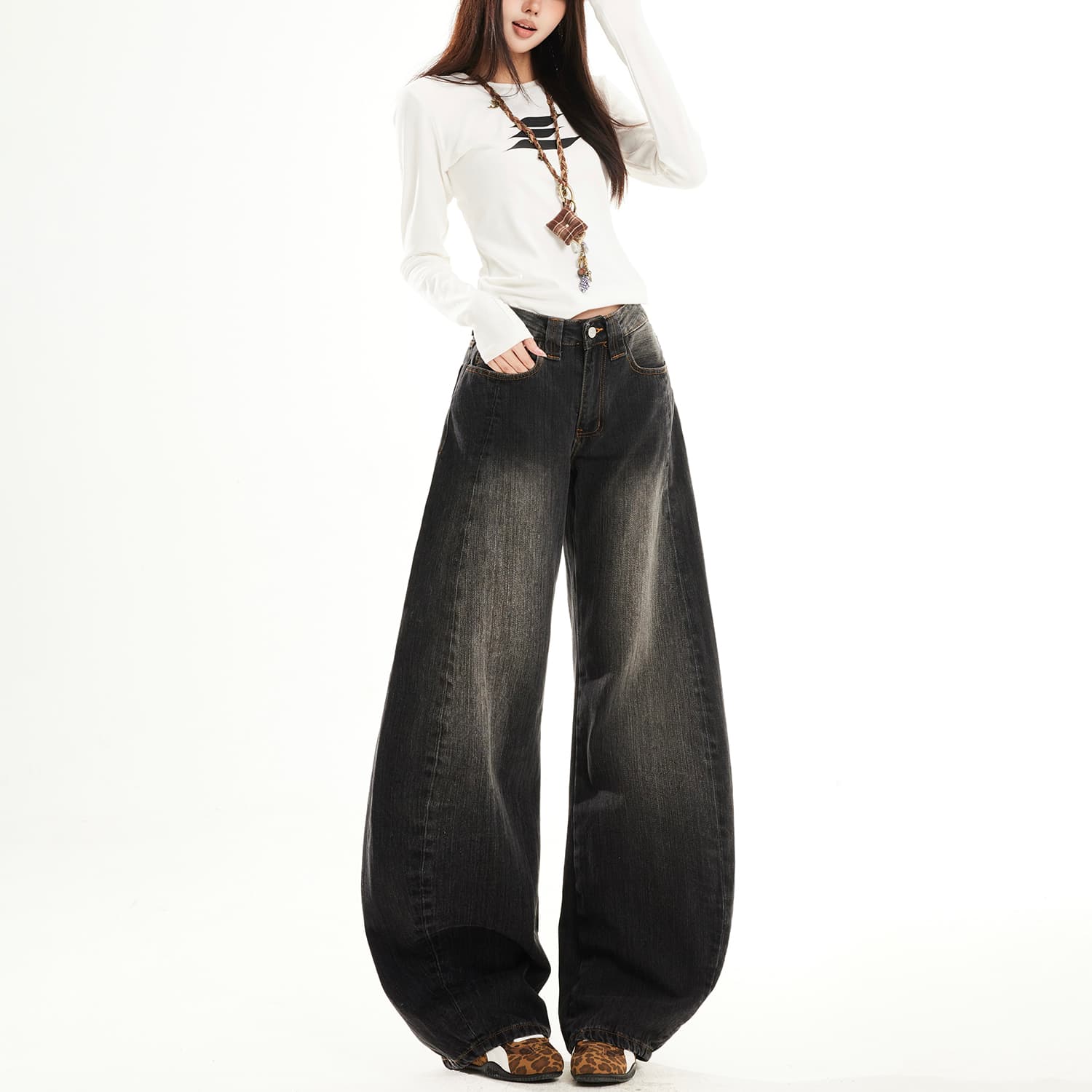 아메리칸 중성 모통이 칼 청바지 남녀 봄 가을 새로운 루즈핏 슬림해 보이는 한국 스타일 트렌디 차가운 다용도 와이드 레그 팬츠 긴 바지