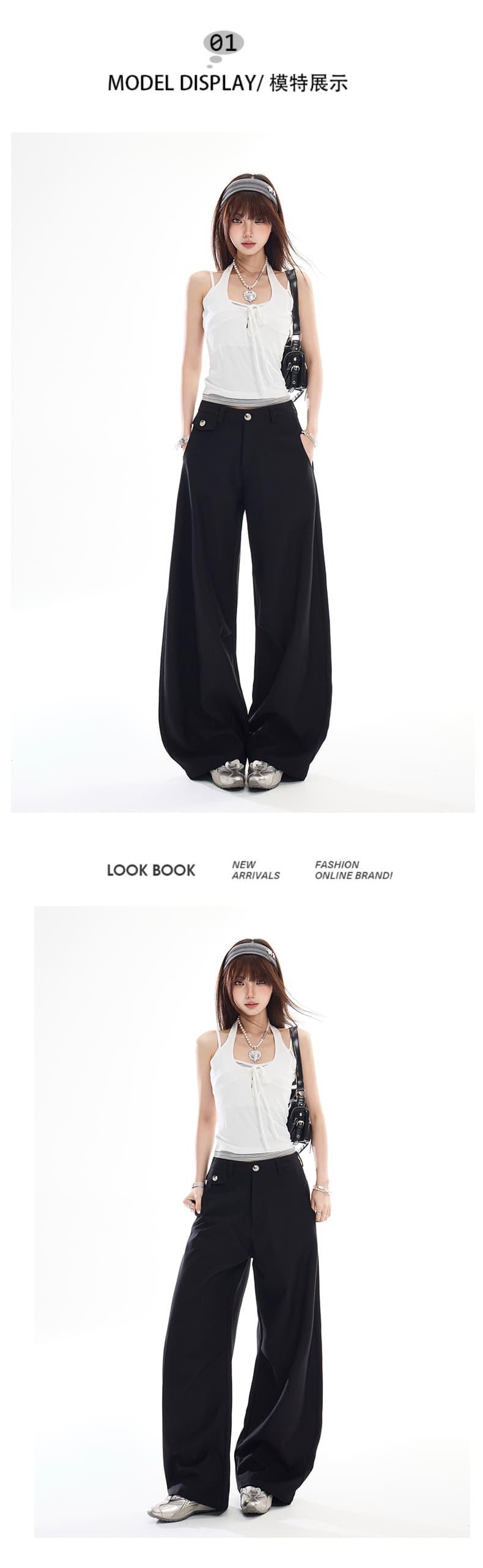 스트라이프 정장 와이드 레깅스 바지 가을 중성 디자인 센스 루즈핏 바람 캐주얼 다용도 프로필 모양 모통이 칼 남자 바지 트렌디 상세 이미지 6