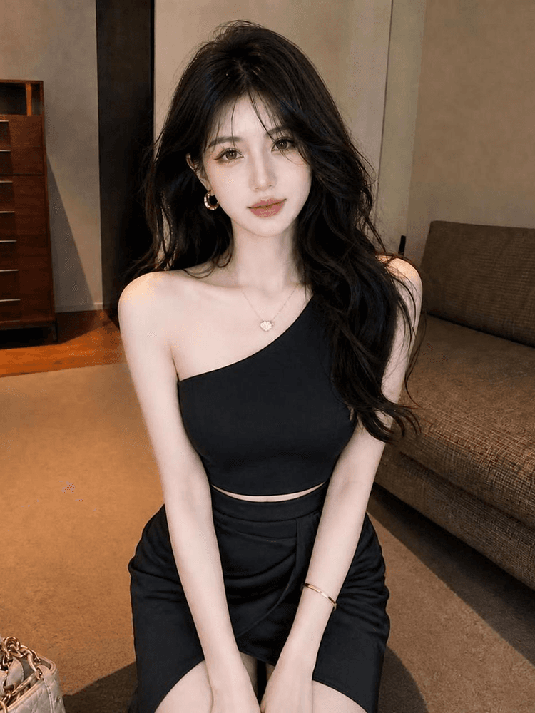 2026 새로운 슬림해 보이는 비스듬한 어깨 예복 홀로우 아웃 이슬 배 타이트 스커트 섹시함 숄더백 드레스 상세 이미지 10