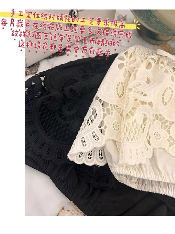 실사 프랑스식 홀로우 아웃 레이스 자수 2026 폭발 레이스업 높음 비율 퍼프 미니 스커트 상세 이미지 17