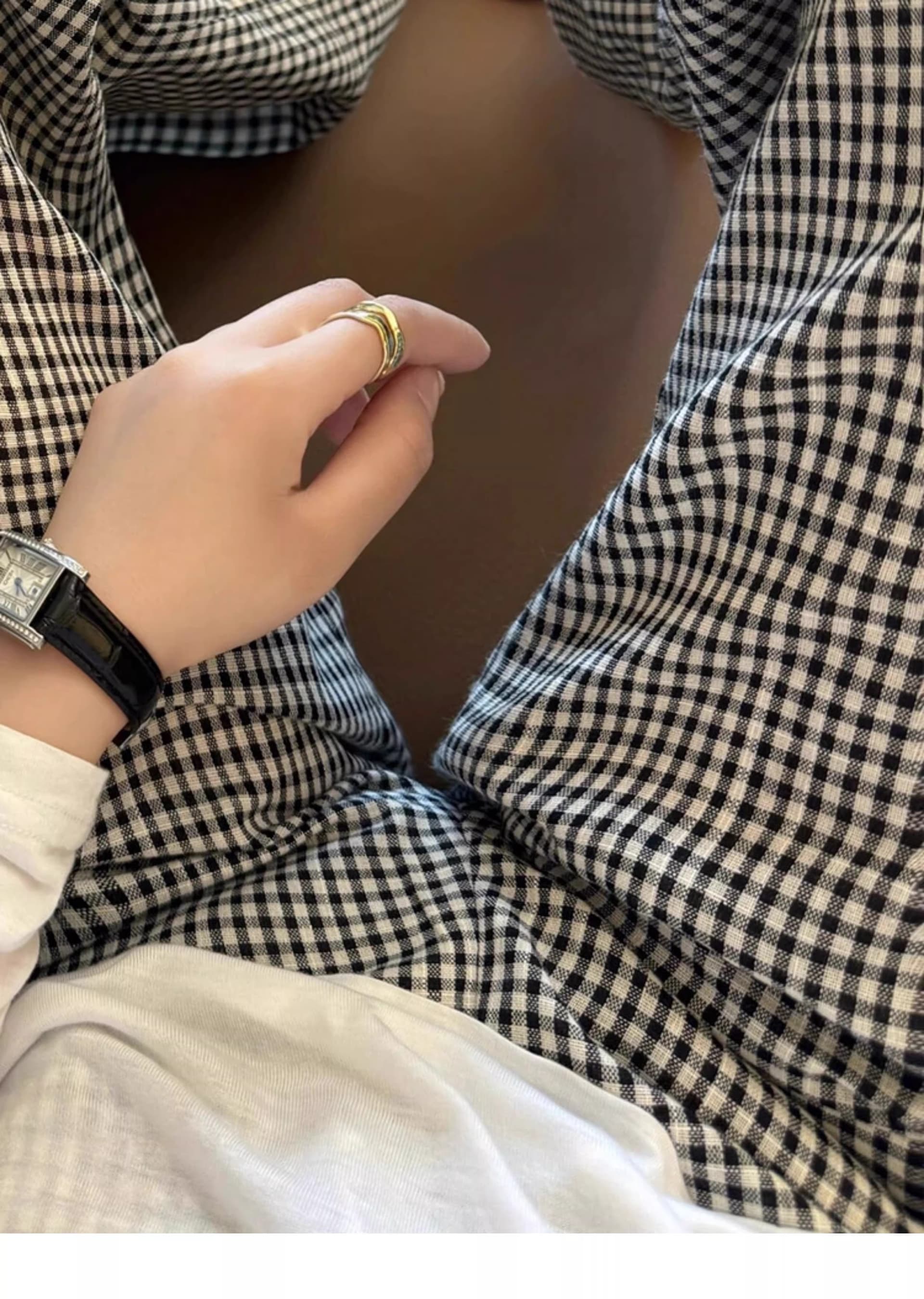 실사 chao 수준 추천 편안한 다시 차가운 ~ 중 면 린넨 체크무늬 바지 허리밴드 다용도 디스플레이 다리 길이 스트레이트 팬츠 상세 이미지 4