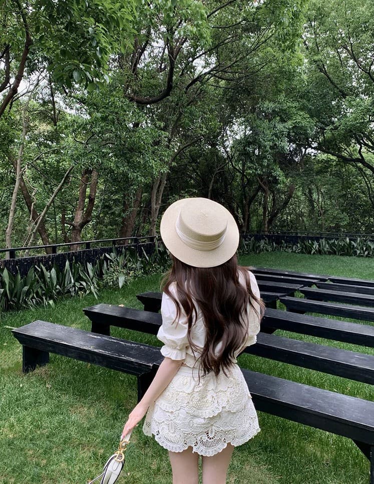 실사 프랑스식 레이스 손 자수 이중층 디자인 해변가 휴가 바람 작은 대중 편안함 휴가 바람 반신 스커트 상세 이미지 5
