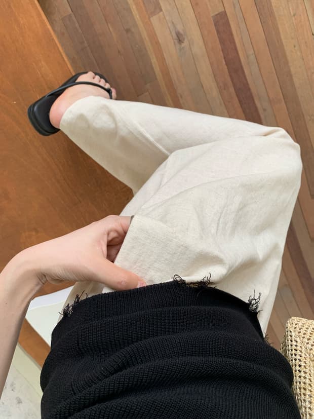 한 표준 면 린넨 느긋한 반신 스커트 여성 여름 얇은 스타일 허리밴드 루즈핏 트임 중간 길이 스트레이트 치마 상세 이미지 18