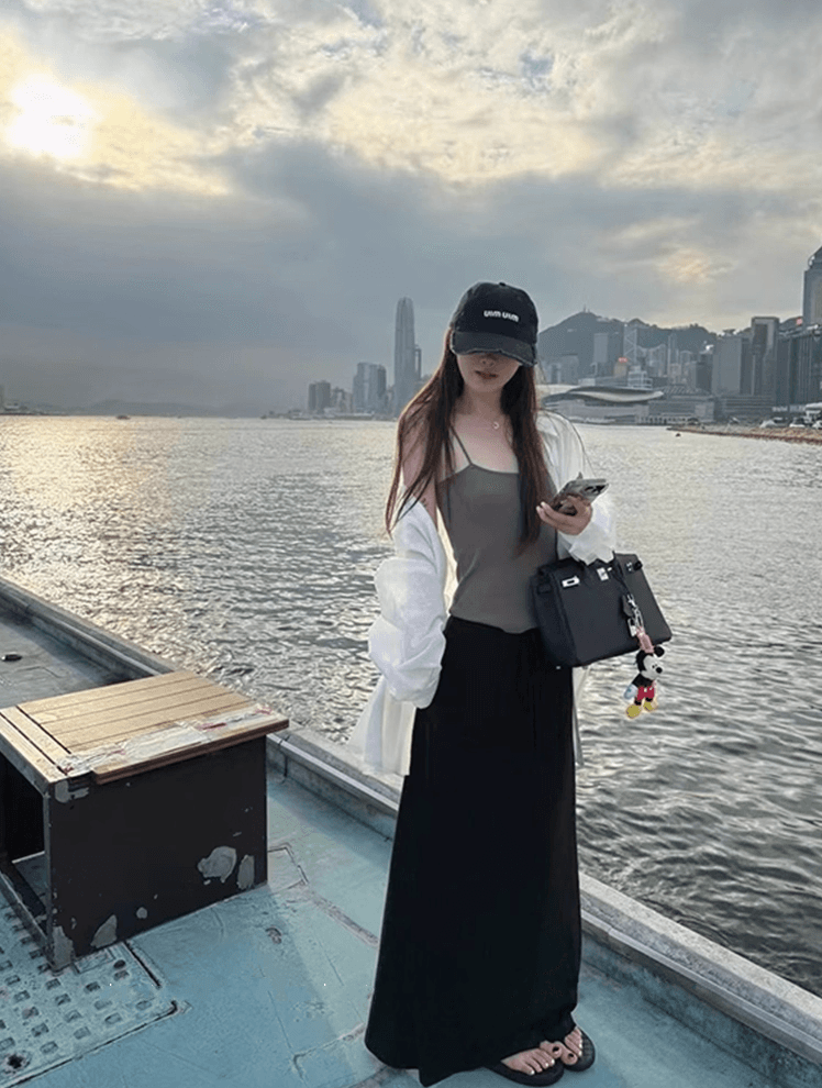 느긋한 도루 센스 다용도 펌프 로프 회색 반신 스커트 가을 중간 길이 하이웨이스트 슬림해 보이는 타이트 스커트 한 마디 롱 스커트 상세 이미지 7