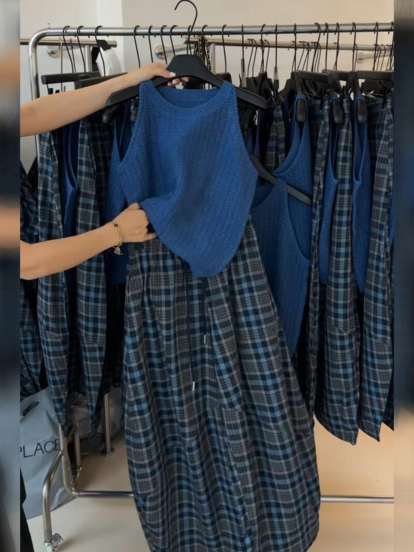 일본식 해군 체크무늬 와이드 레그 팬츠 대 핏 스타일 표지 고기 슬림해 보이는 캐주얼 바지 다용도 느긋한 바람 체크무늬 바지 상세 이미지 5