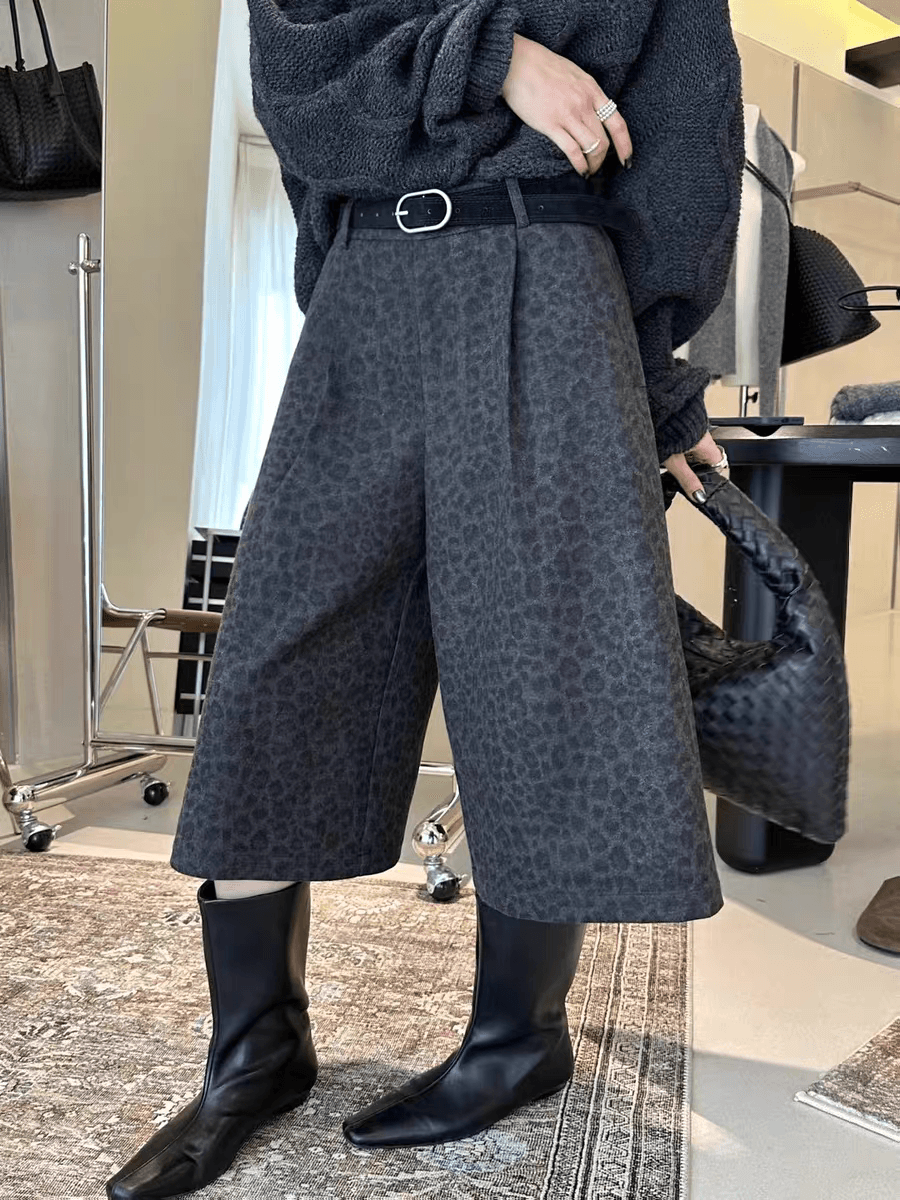 열세 개 높음 물품 레트로 레오파드 무늬 7 점 와이드 레그 팬츠 2026 새로운 패션 하이웨이스트 다용도 캐주얼 바지 상세 이미지 6