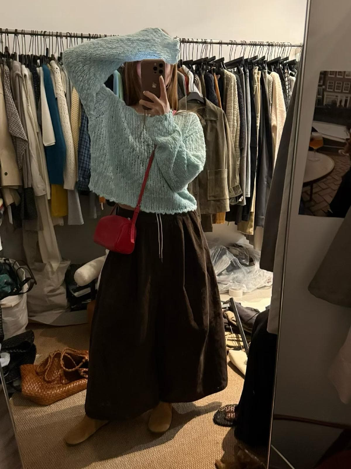 이른 가을 패션 다용도 단색 펌프 로프 코듀로이 넓은 다리 캐주얼 바지 7 점 대 와이드 레그 팬츠 치마 상세 이미지 25