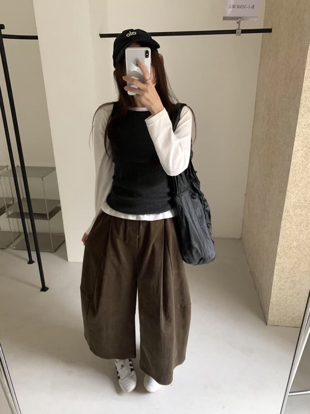 다용도 모델 작은 키 9 포인트 와이드 레그 팬츠 가을 레트로 슬림해 보이는 밴딩 코듀로이 캐주얼 바지 상세 이미지 15