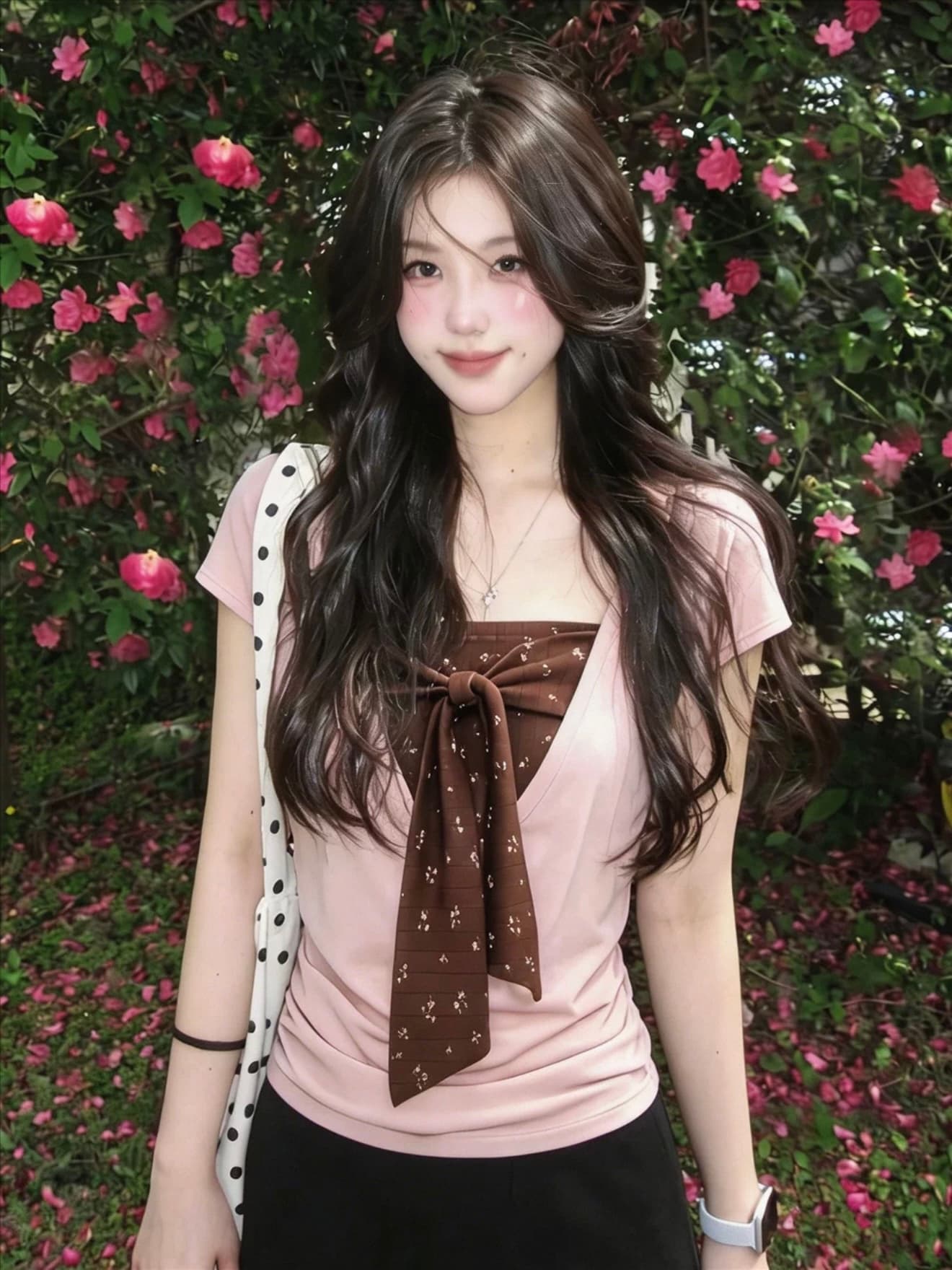 빅 사이즈 페이크 레이어드 패치워크 나비 매듭 스트랩 반팔 티셔츠 여성 여름 지방 mm 디자인 센스 슬림해 보이는 핫걸 맨위 상세 이미지 1