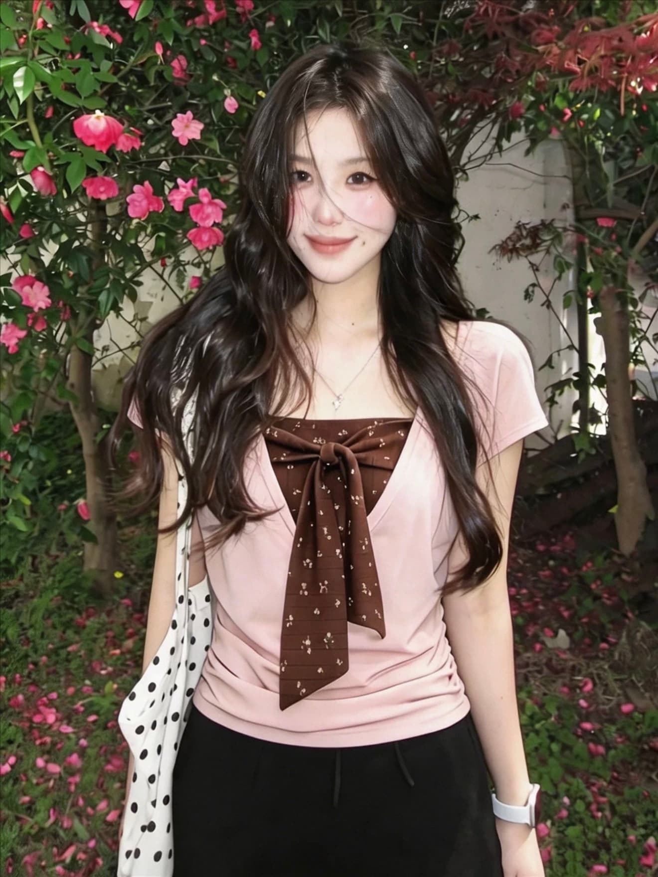 빅 사이즈 페이크 레이어드 패치워크 나비 매듭 스트랩 반팔 티셔츠 여성 여름 지방 mm 디자인 센스 슬림해 보이는 핫걸 맨위 상세 이미지 2