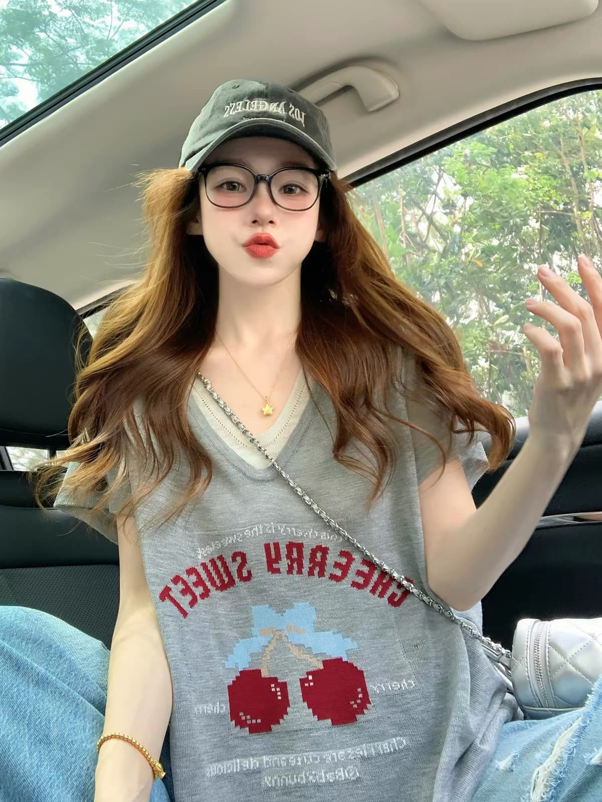 빅 사이즈 회색 페이크 레이어드 반팔 티셔츠 여성 여름 지방 mm 표지 배 슬림해 보이는 루즈핏 느긋한 바람 맨위 상세 이미지 2