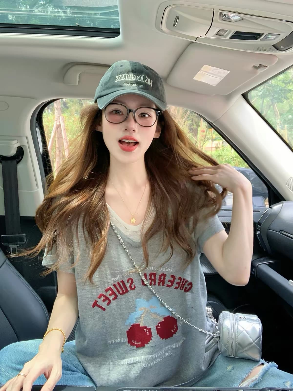 빅 사이즈 회색 페이크 레이어드 반팔 티셔츠 여성 여름 지방 mm 표지 배 슬림해 보이는 루즈핏 느긋한 바람 맨위 상세 이미지 5