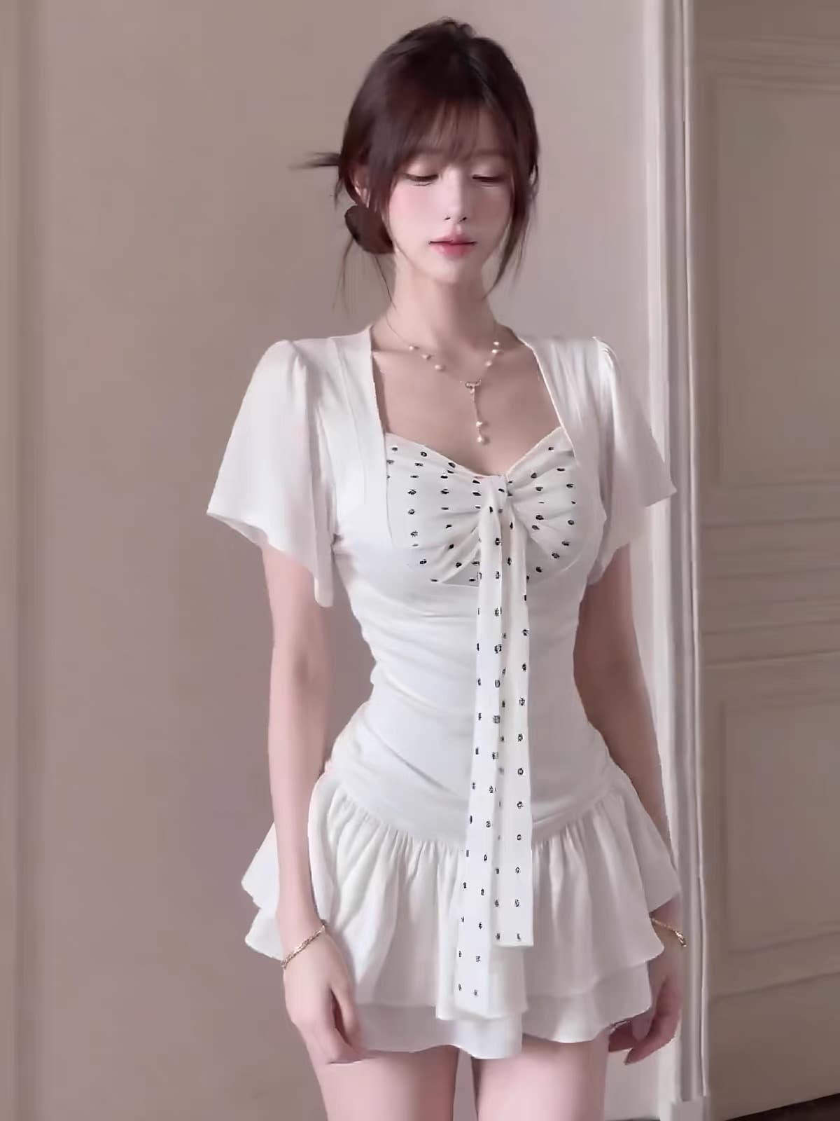 빅 사이즈 지방 mm 순수한 욕망 바람 튜브탑 조끼 여성 여름 스택 착용 블라우스 조끼 슬림해 보이는 맨위 투피스 세트 이미지 4