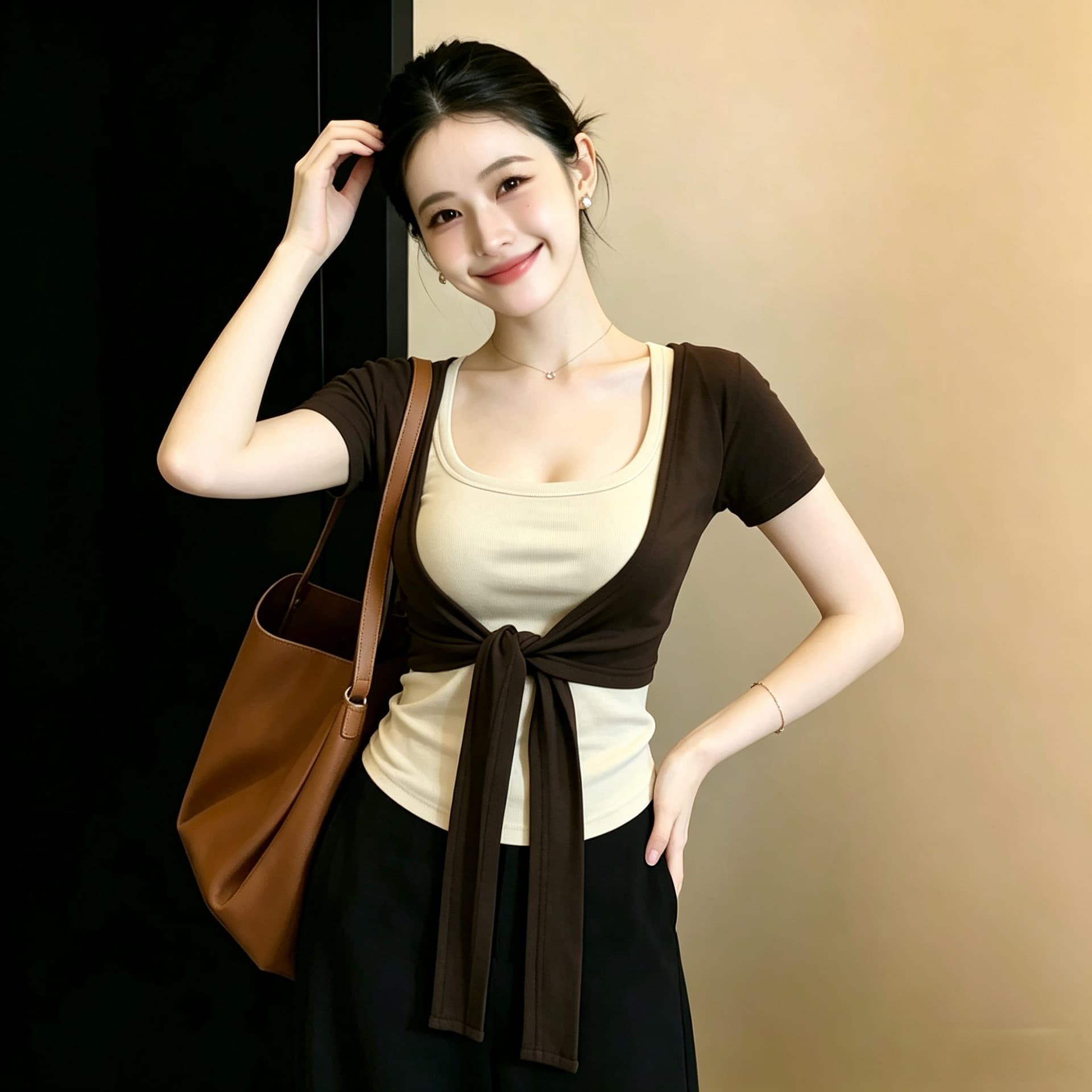 빅 사이즈 지방 mm 순수한 욕망 바람 반팔 스트랩 오픈 가디건 슬립 맨위 투피스 세트 여름 스택 착용 슬림해 보이는 아름다운 맨위 상세 이미지 5