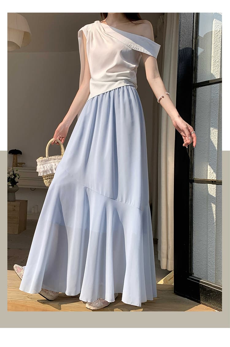 회색 패치워크 인어 꼬리 스커트 2026 봄 새로운 도루 가을 센스 슬림해 보이는 반 스커트 얇은 스타일 미니멀리즘 롱 스커트 프릴 반신 스커트 상세 이미지 32