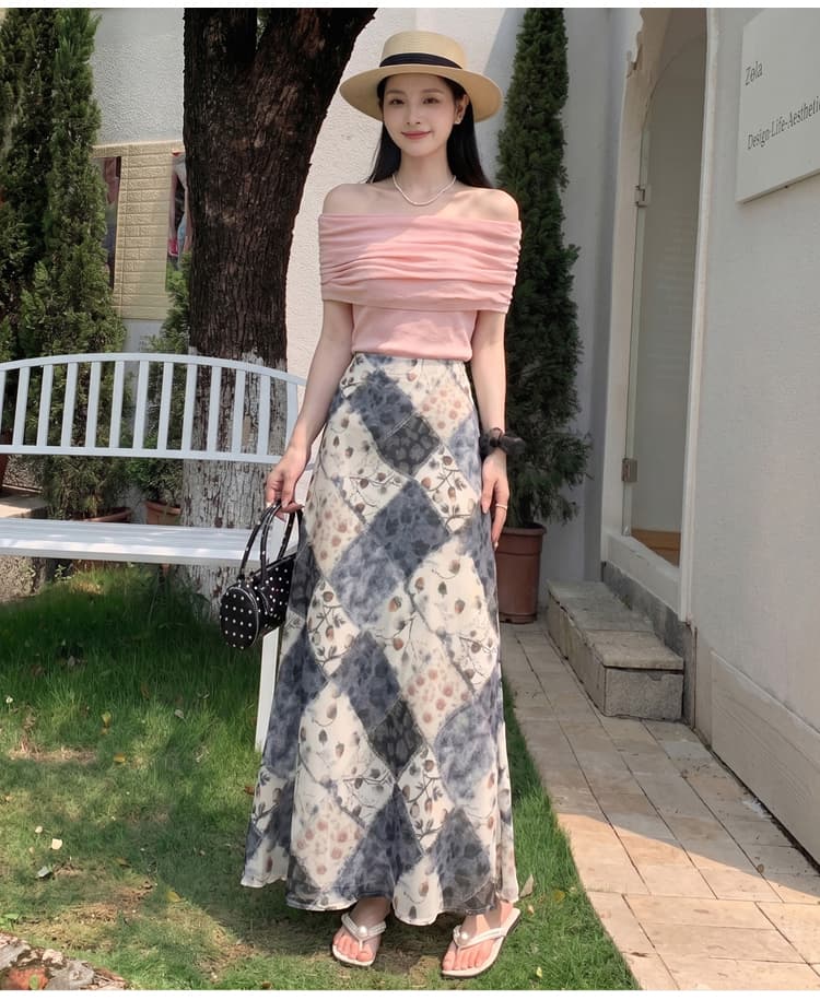 한 부서 품격 꽃무늬 반신 스커트 여성 새로운 중식 레트로 마 오래된 체크무늬 한 마디 롱 코트 반신 스커트 인어 꼬리 치마 상세 이미지 25