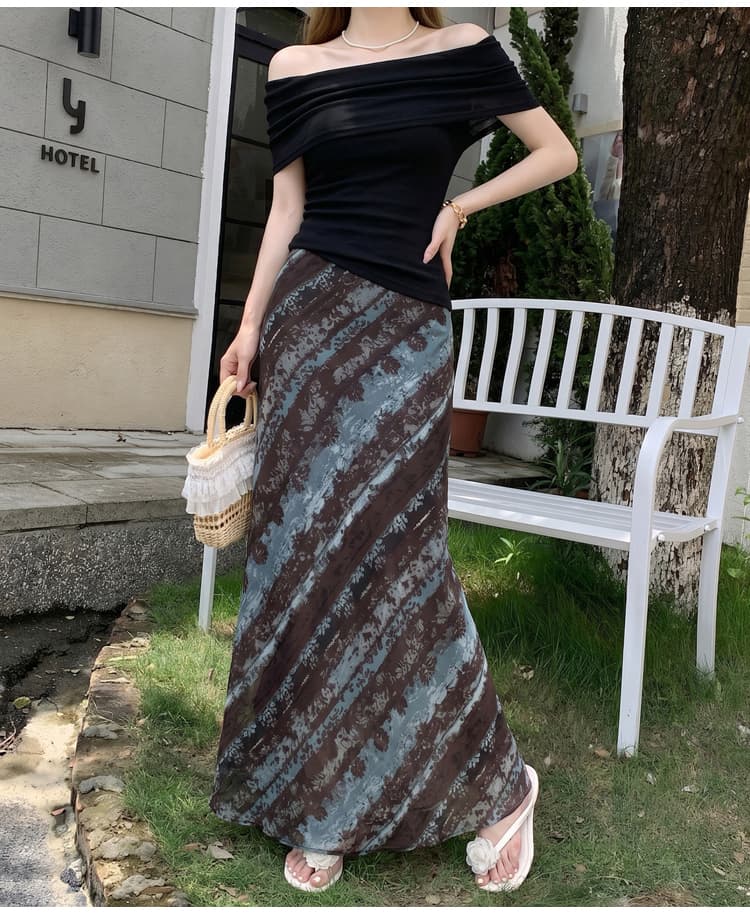 레트로 고급 센스 홀치기 염색 프린트 반신 스커트 여성 여름 새로운 하이웨이스트 슬림해 보이는 도루 센스 한 마디 인어 꼬리 길다 치마 상세 이미지 24