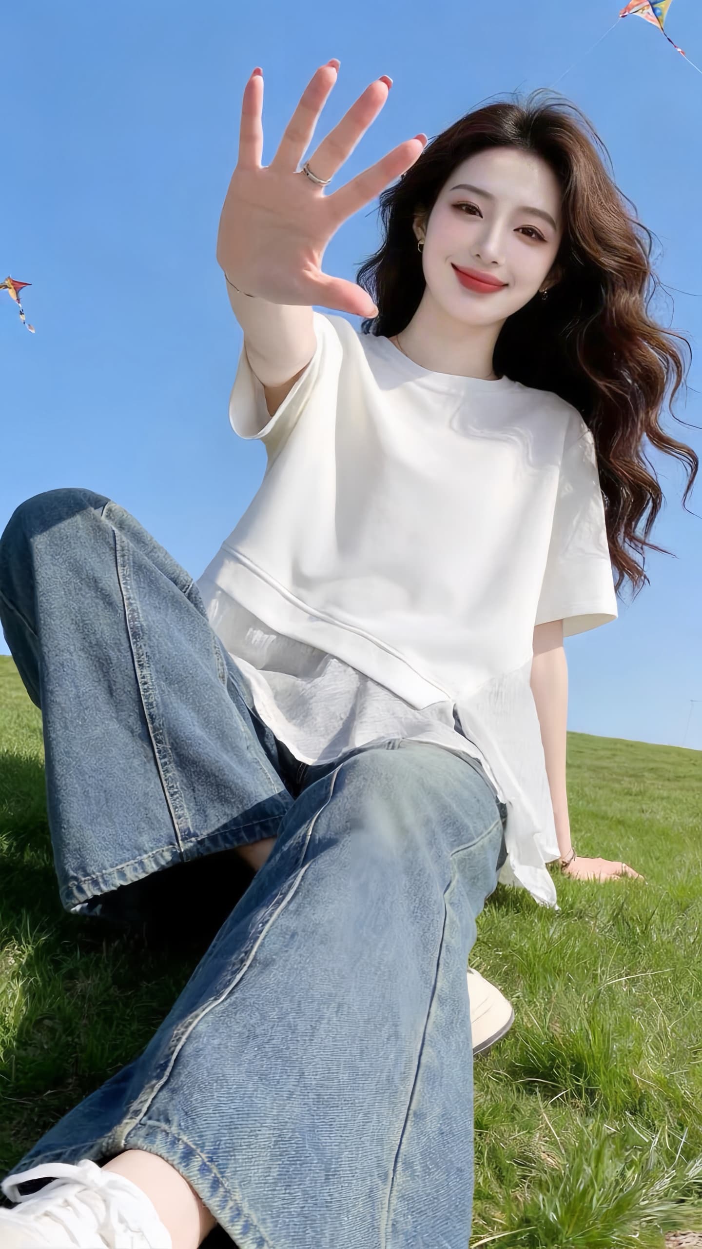 실사 빅 사이즈 여성 의류 새로운 한국 스타일 지방 mm 고급 센스 트렌드 디자인 센스 슬림해 보이는 루즈핏 다용도 맨위 상세 이미지 18