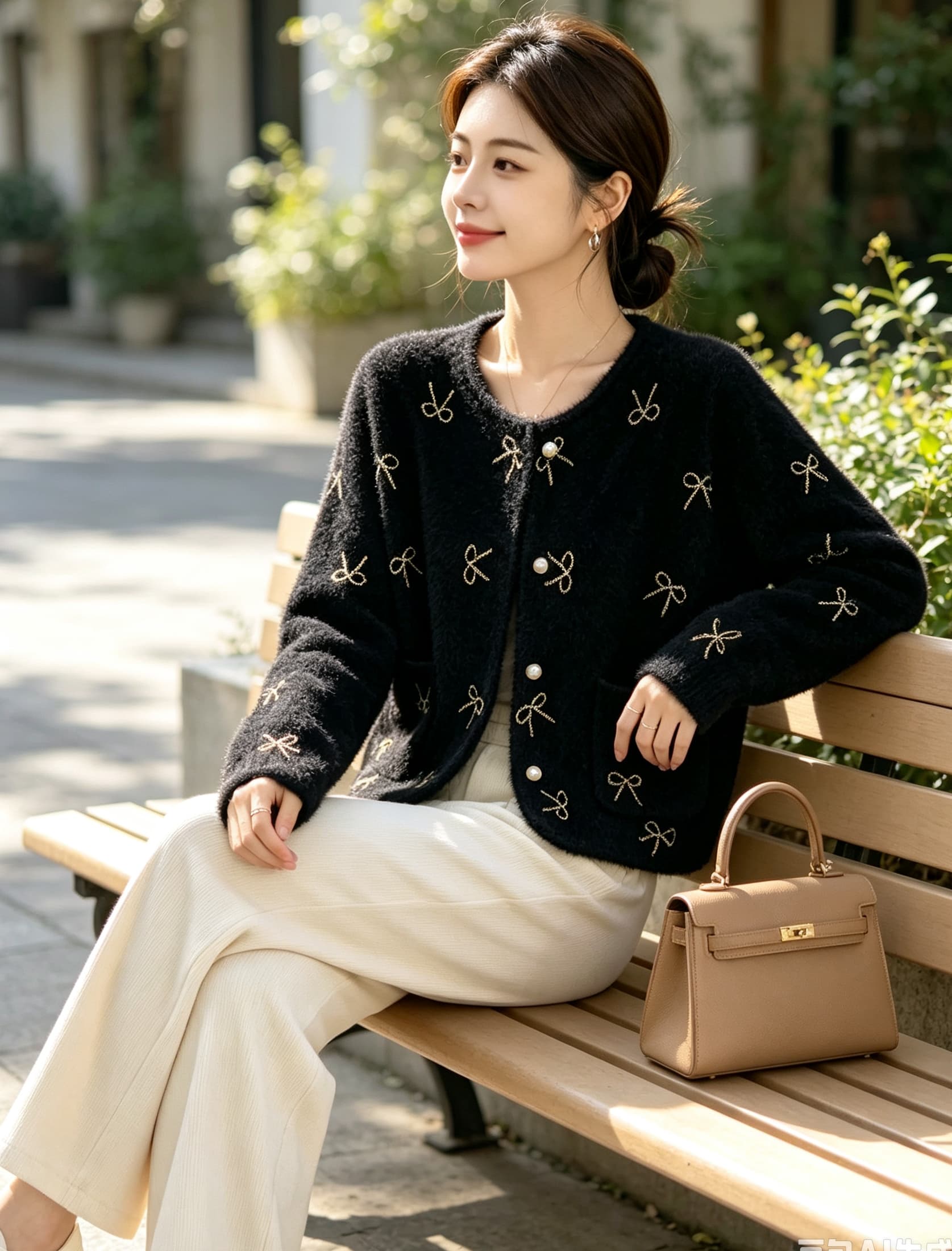 실사 빅 사이즈 작은 샤넬 스타일 밍크 플리스 여성 코트 가을 겨울철 새로운 나비 부드러운 찹쌀 스웨터 니트 오픈 가디건 맨위 상세 이미지 20