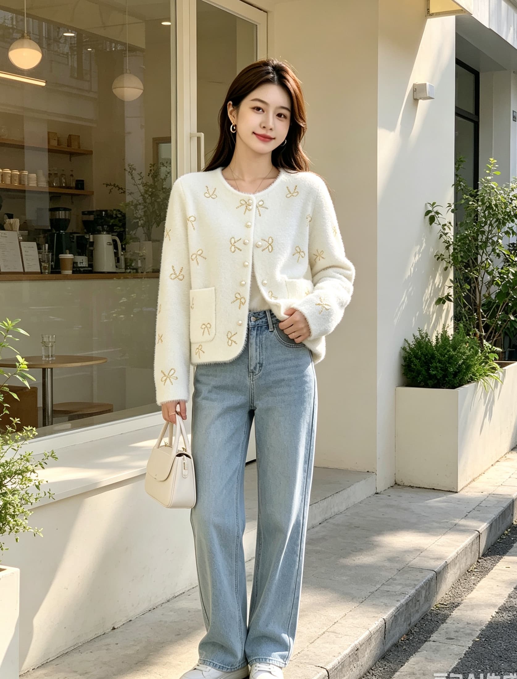 실사 빅 사이즈 작은 샤넬 스타일 밍크 플리스 여성 코트 가을 겨울철 새로운 나비 부드러운 찹쌀 스웨터 니트 오픈 가디건 맨위 상세 이미지 28