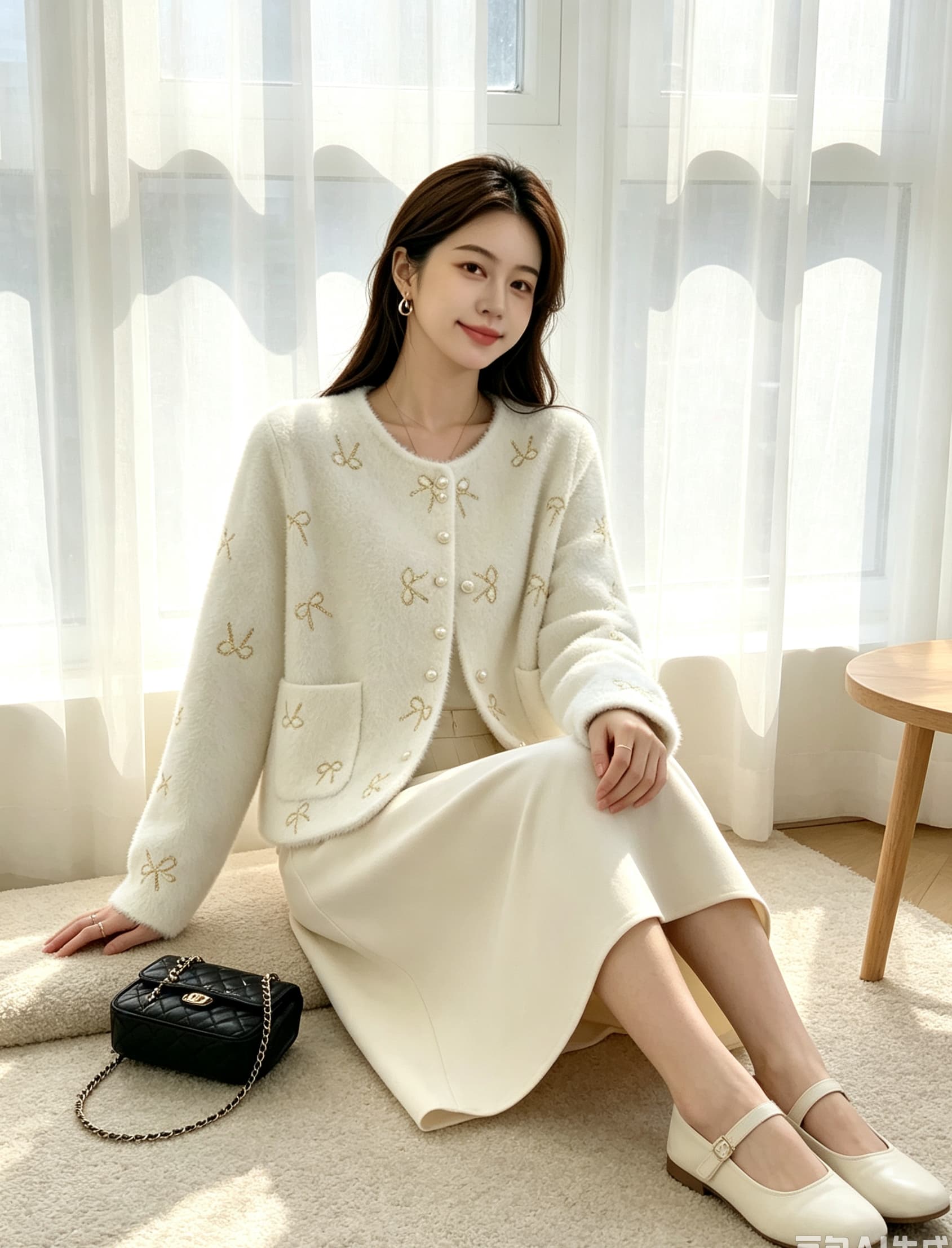 실사 빅 사이즈 작은 샤넬 스타일 밍크 플리스 여성 코트 가을 겨울철 새로운 나비 부드러운 찹쌀 스웨터 니트 오픈 가디건 맨위 상세 이미지 29