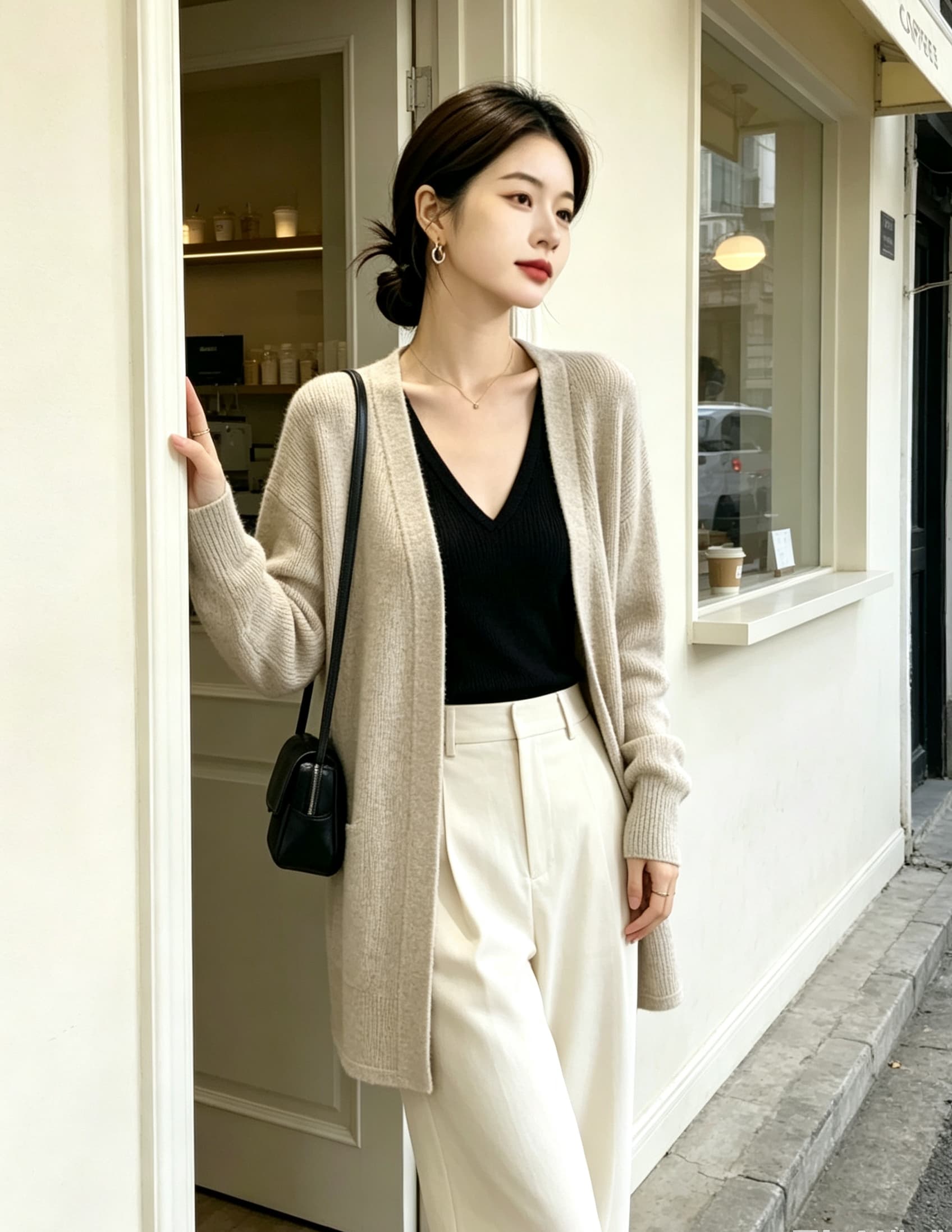 실사 빅 사이즈 여성 의류 새로운 루즈핏 단색 스웨터 코트 미니멀리즘 다용도 여성 외부 가져 가라. 숄 니트 재킷 상세 이미지 25