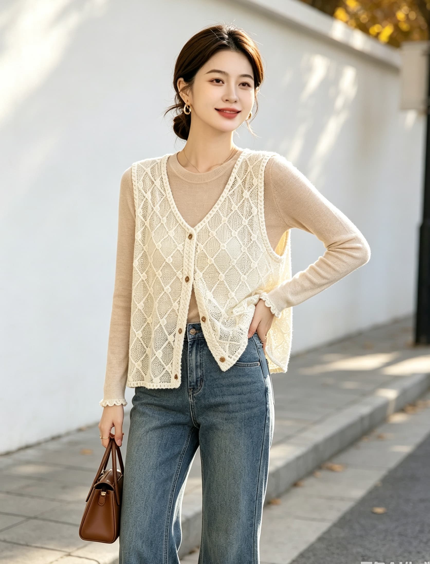 실사 빅 사이즈 여성 새로운 고급 센스 다용도 홀로우 아웃 자수 보헤미안 스택 착용 오픈 가디건 베스트 외부 잡아라. 의류 상세 이미지 13