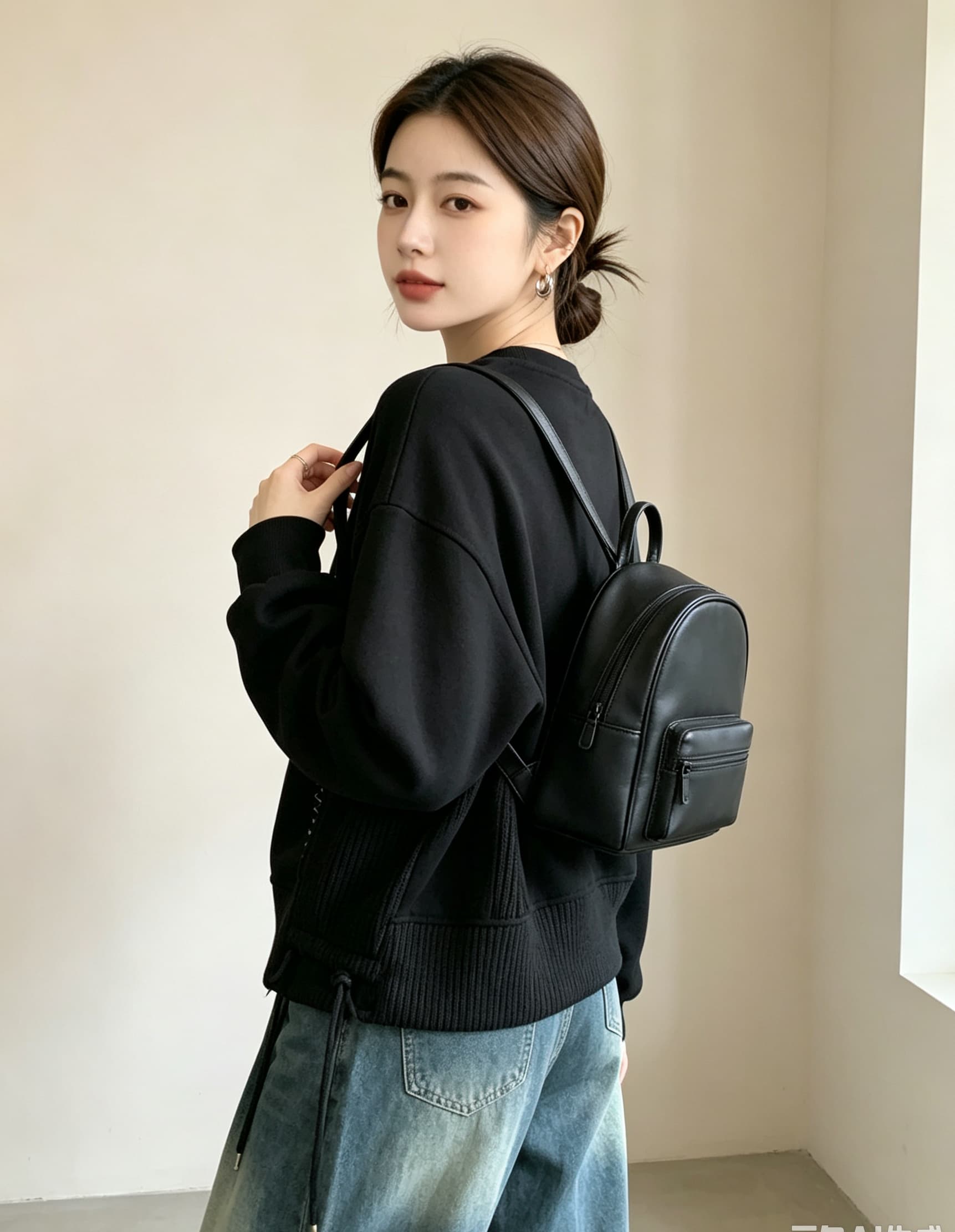 실사 빅 사이즈 여성 의류 가을 새로운 디자인 센스 배색 패치워크 외국 가스 연령 감소 루즈핏 캐주얼 다용도 티셔츠 후드티 상세 이미지 22