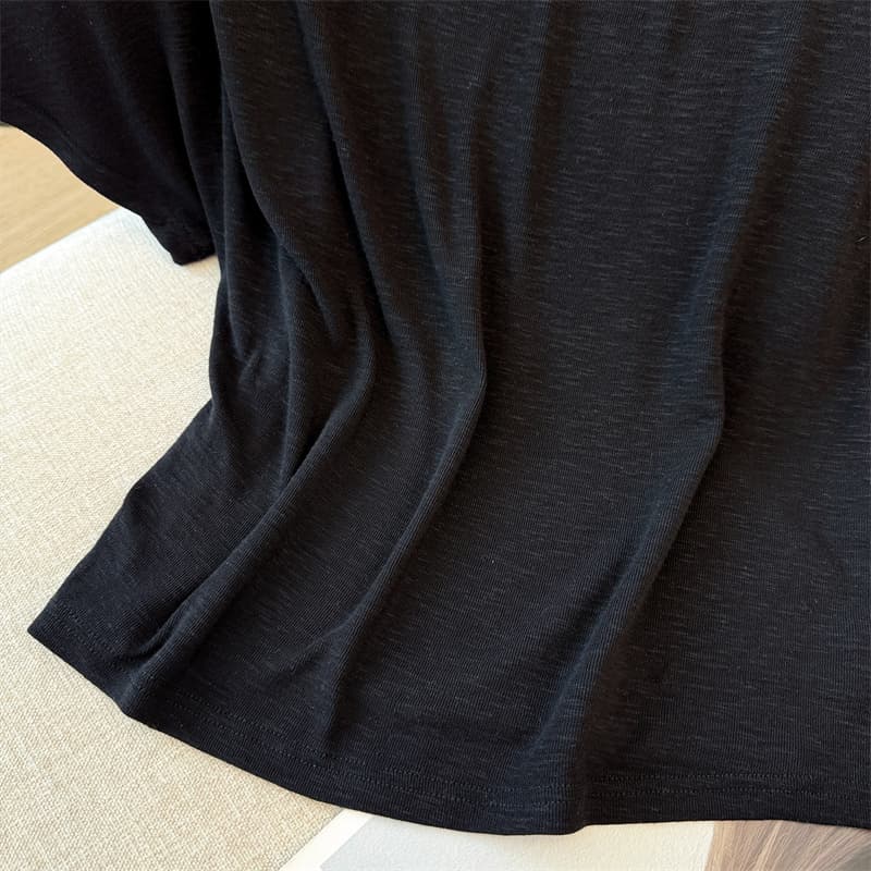 실사 한국 드라마 여성 주님 둘 다 비전 센스 오프숄더 디자인 센스 반팔 티셔츠 루즈핏 표지 고기 다용도 쇼트 스타일 맨위 상세 이미지 22