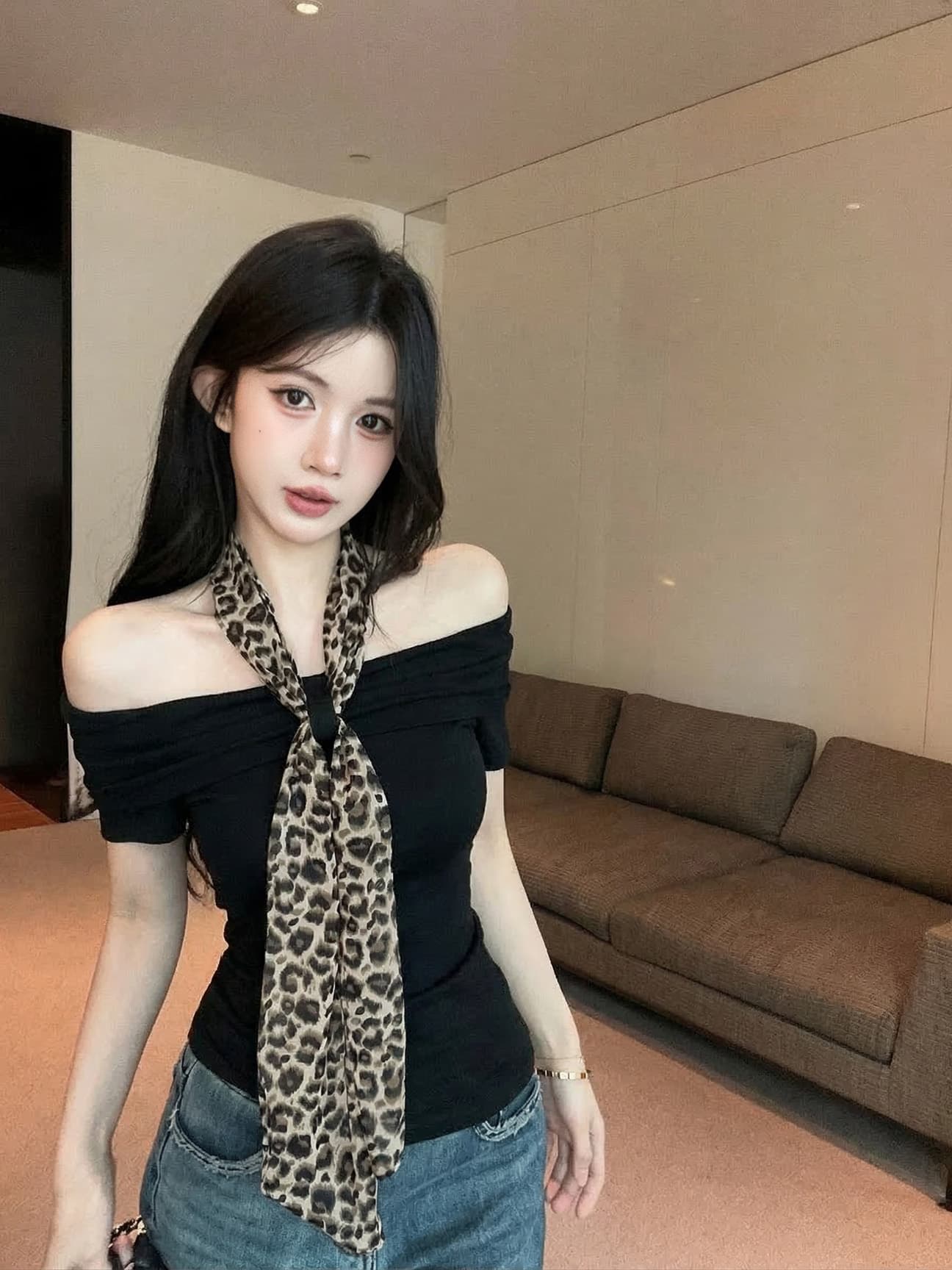 실사 새로운 순수한 욕망 핫걸 디자인 센스 오프숄더 몸매 가꾸기 Chic 반팔 티셔츠 맨위 여성 리본 상세 이미지 8
