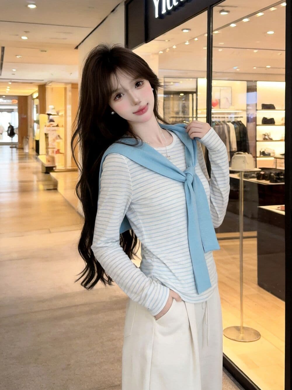 실사 새로운 자이언트 잘 생긴 디자인 센스 얼음 실크 긴팔 태양 보호 셔츠 숄 여성 상세 이미지 4