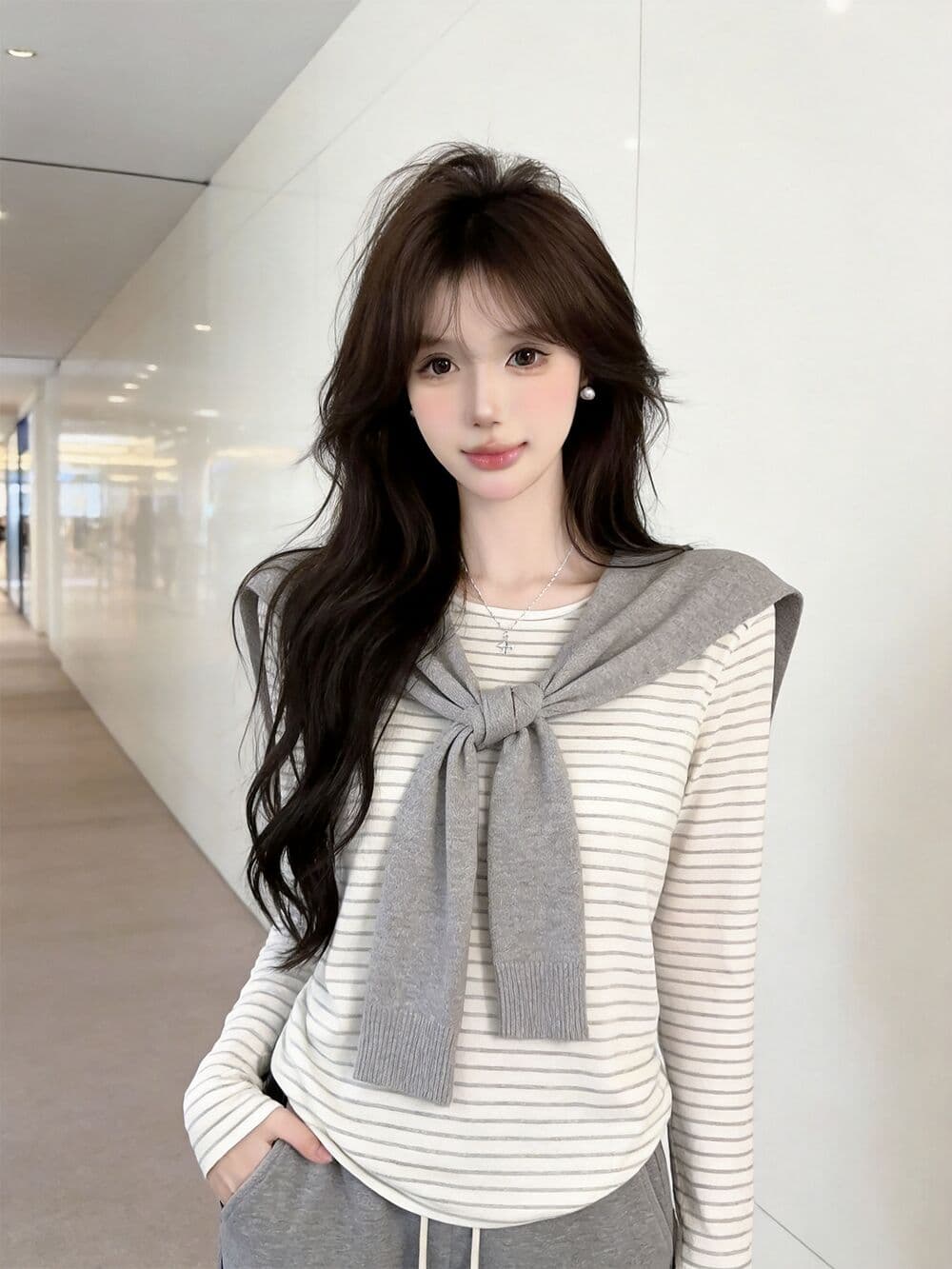 실사 새로운 자이언트 잘 생긴 디자인 센스 얼음 실크 긴팔 태양 보호 셔츠 숄 여성 이미지 3