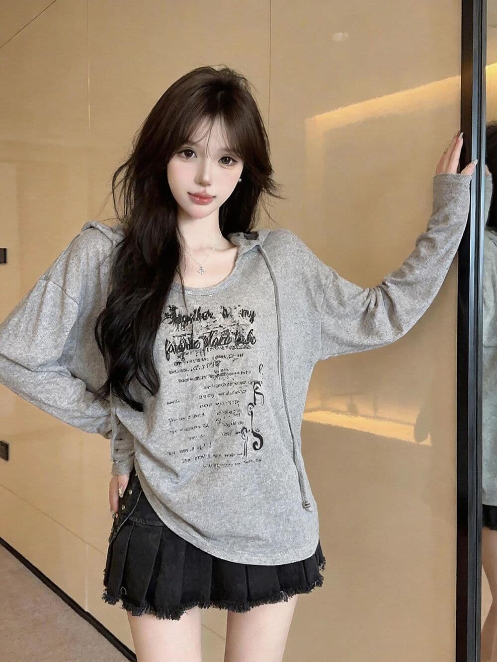 실사 새로운 자이언트 잘 생긴 순수한 욕망 핫걸 고유 한 디자인 센스 대 에디션 후드 긴팔 맨위 여성 상세 이미지 16