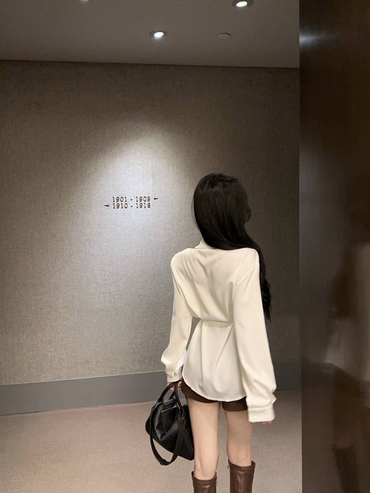 실사 새로운 디자인 센스 페이크 레이어드 레이스 레이스 조각 루즈핏 슬림해 보이는 외국 가스 셔츠 레오파드 무늬 리본 상세 이미지 12