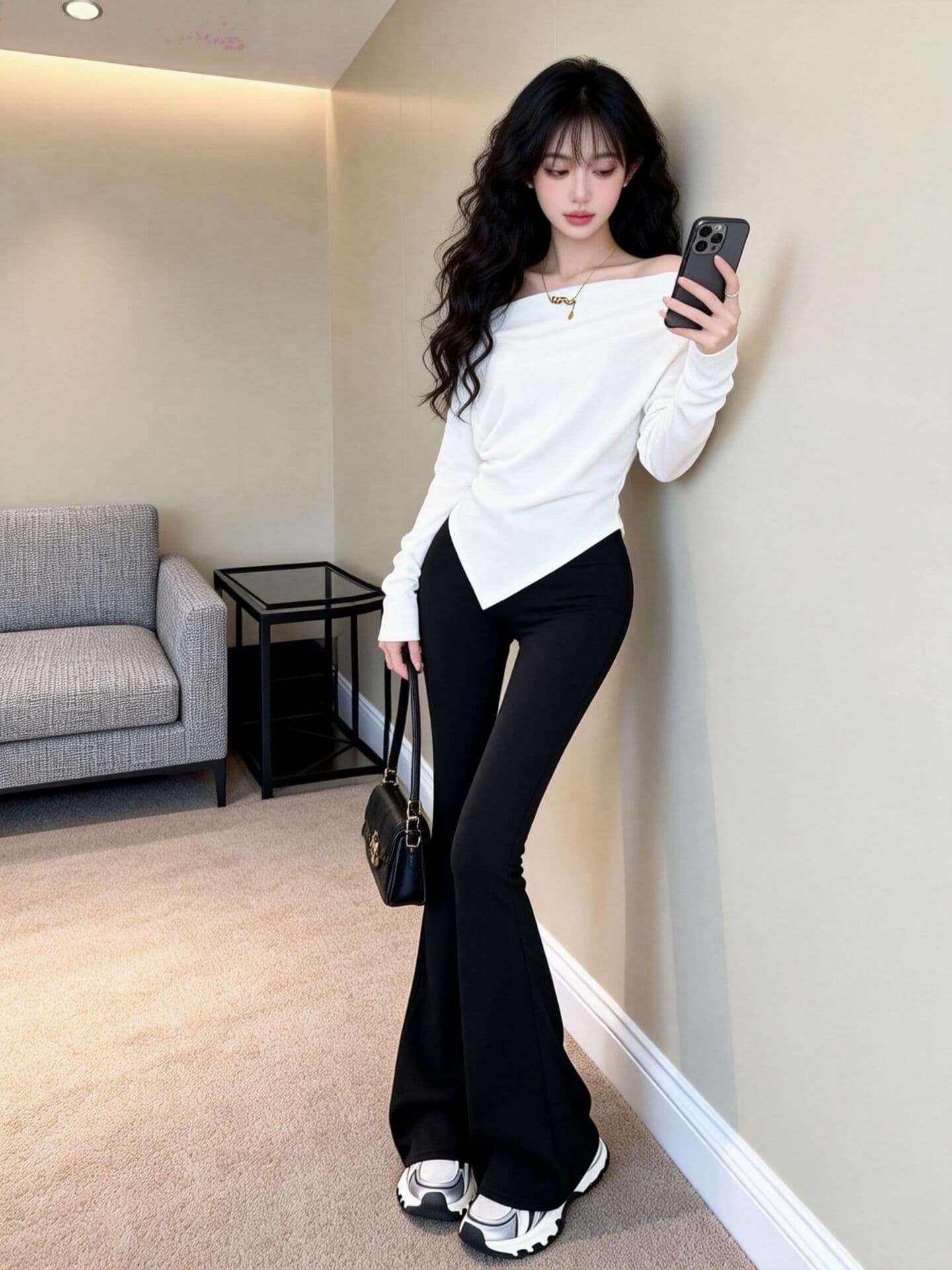 실사 새로운 핫걸 순수한 욕망 바람 오프숄더 불규칙 작은 셔츠 여성 몸매 가꾸기 슬림해 보이는 맨위 만나는 상세 이미지 4