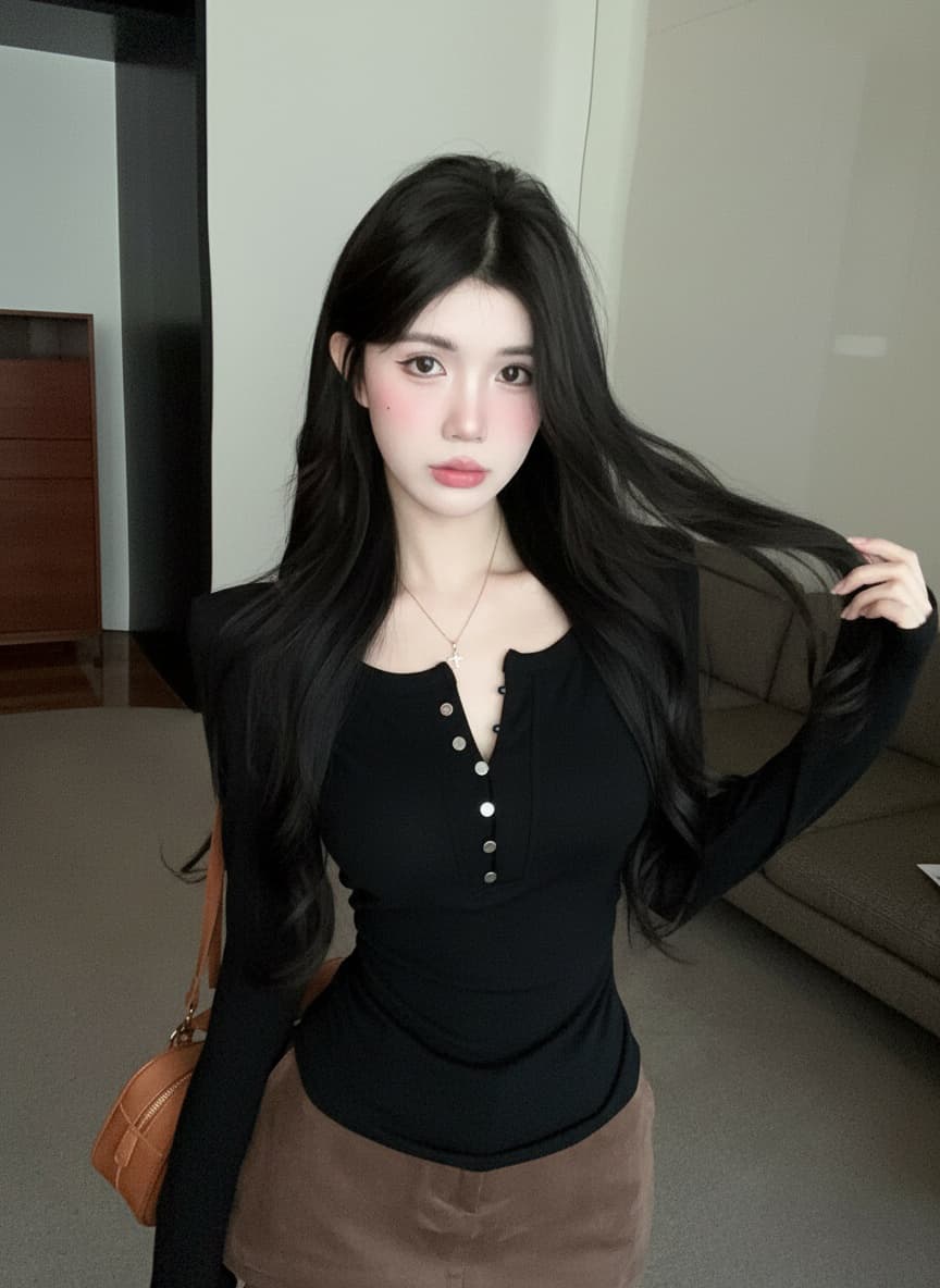 실사 새로운 순수한 욕망 핫걸 디자인 센스 가슴 버튼 뒤로 레이스 조각 티셔츠 맨위 여성 상세 이미지 10