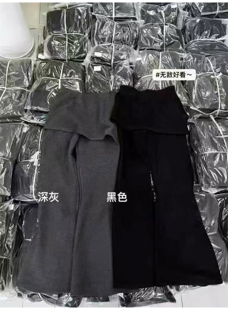 페이크 레이어드 털이 있는 부츠컷 치마바지 2026 새로운 한국 스타일 슬림해 보이는 하이웨이스트 랩스커트팬츠 스트레이트 캐주얼 긴 바지 상세 이미지 13